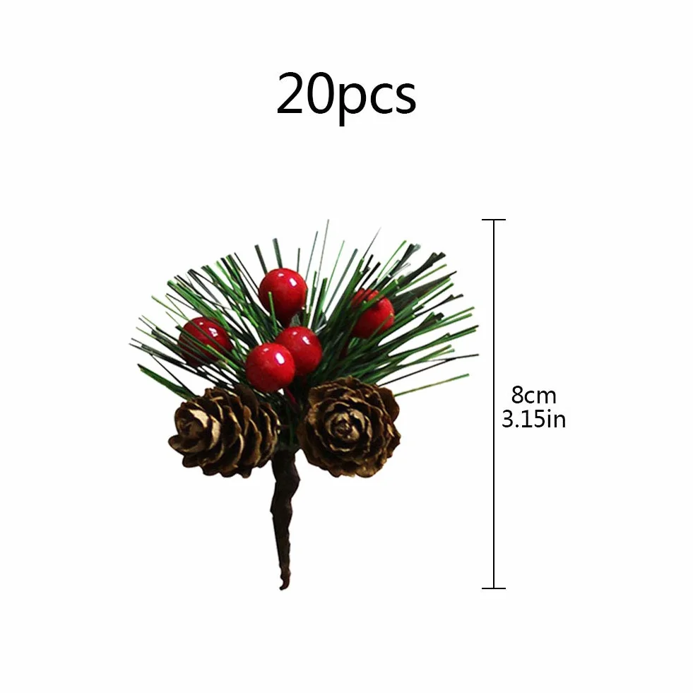 Sztuczna sosna 20 sztuk 8 cm dekoracja choinkowa małe jagody szyszki Boże Narodzenie