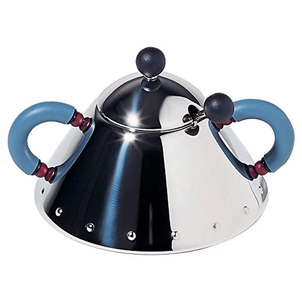 Alessi 9097 cukiernica ze stali nierdzewnej niebieska średnica 10,5 cm