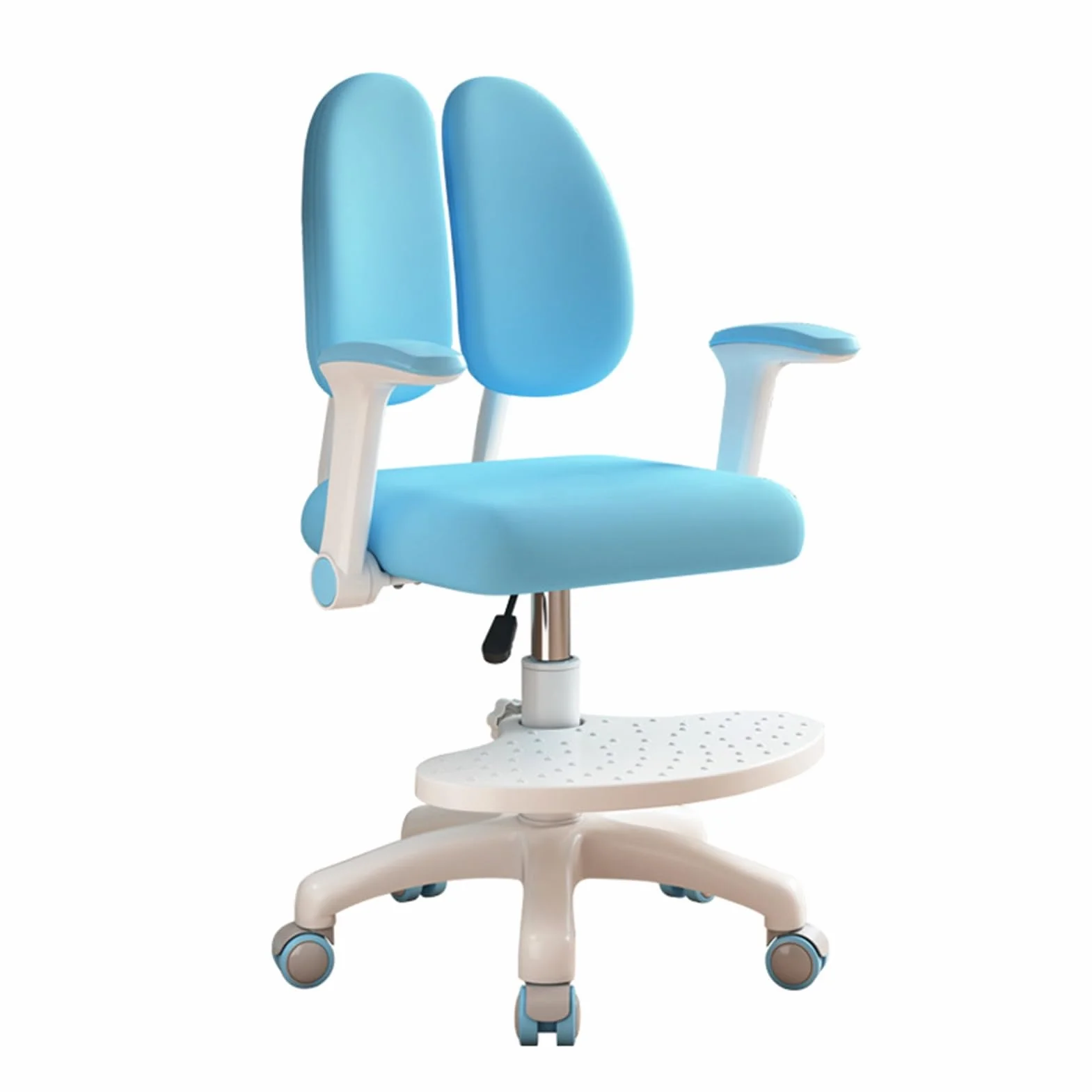 Haloppe Krzesło biurowe dla dzieci z kołami 360 stopni, ergonomiczne, samoblokujące, niebieskie