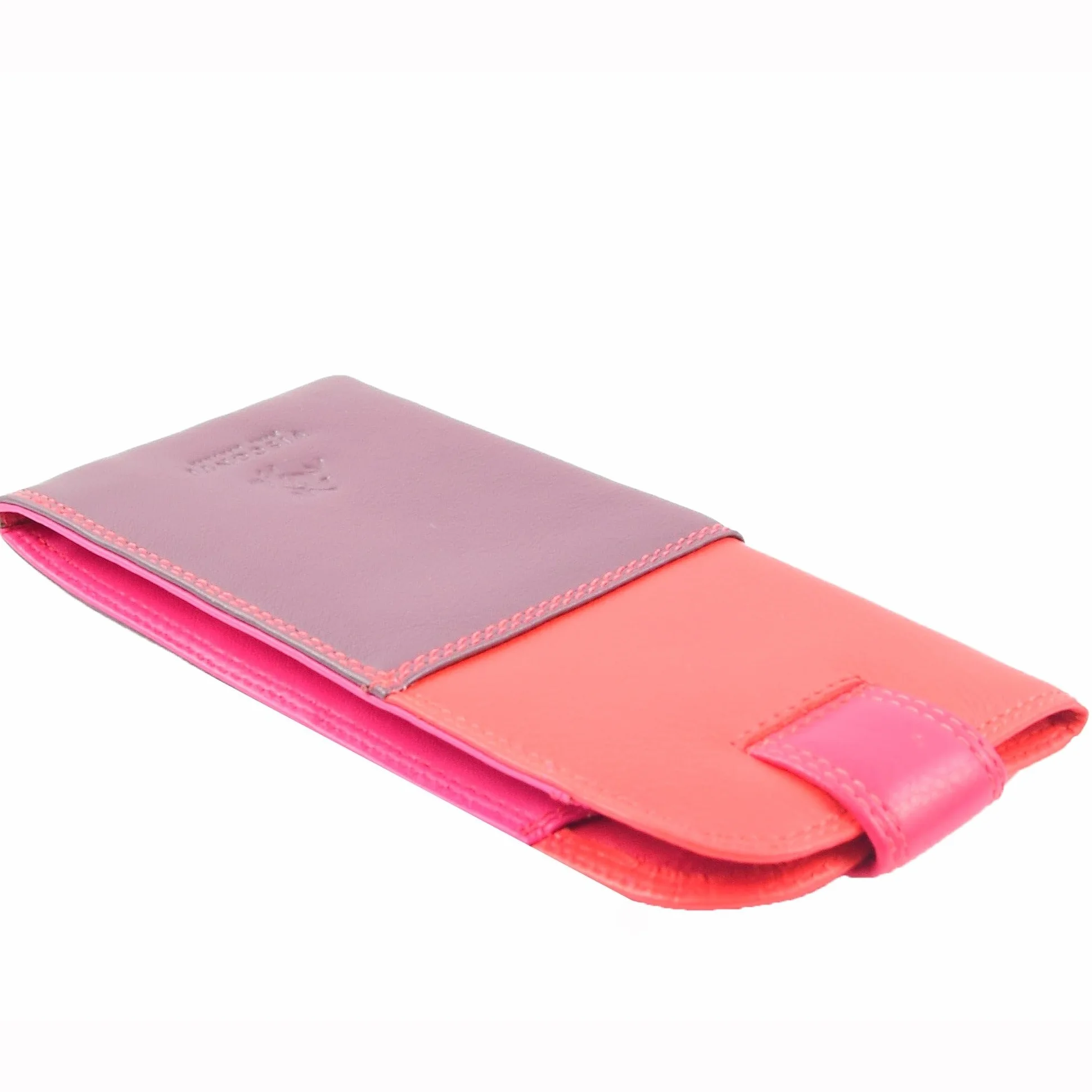 DR658 Stylowe etui na okulary z prawdziwej skóry Plum Multi, Śliwka Multi, S