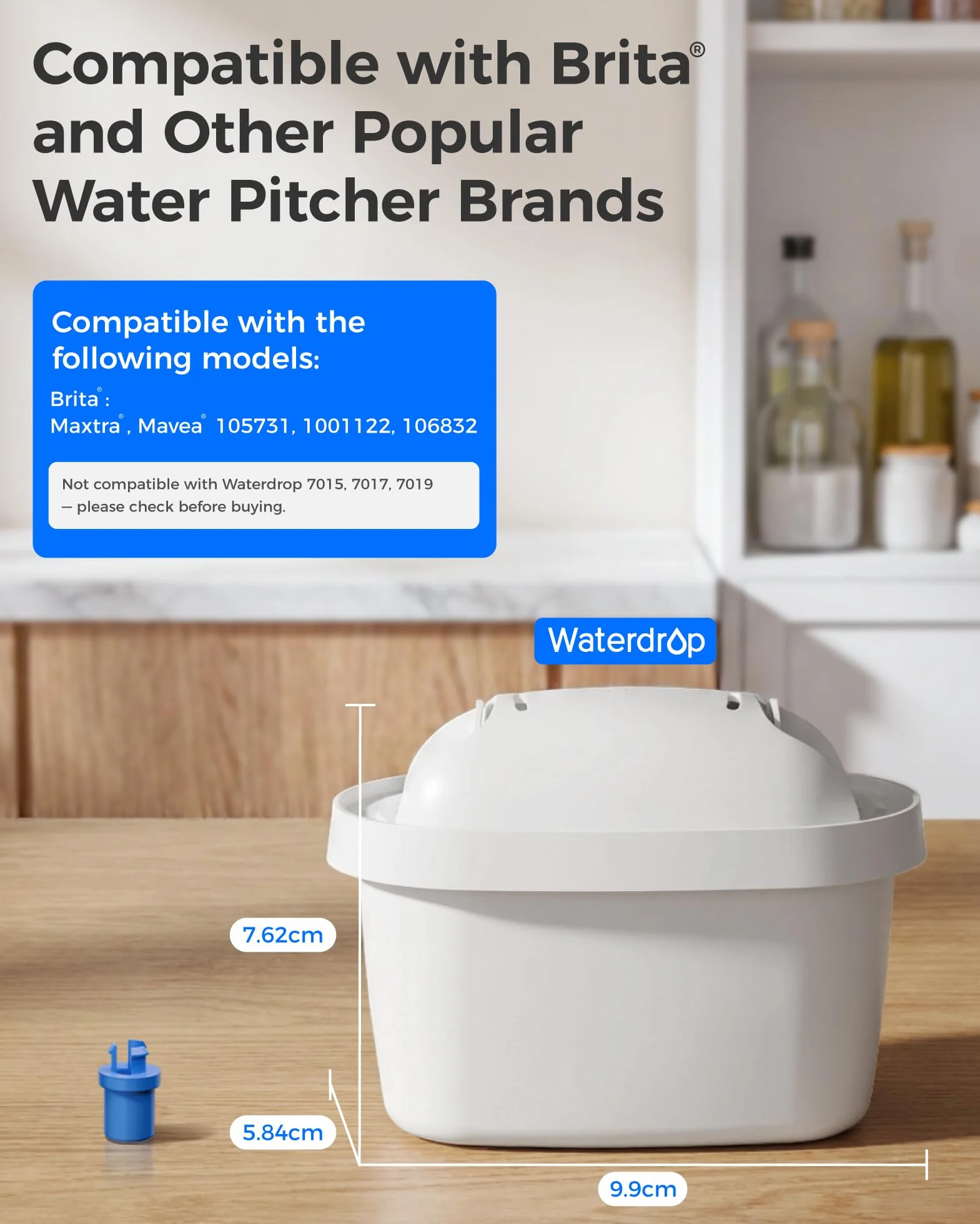 Waterdrop TÜV SÜD, NSF Certyfikowany Wkład Filtrujący, Kompatybilny z Brita Maxtra, Style, Marella Cool, Mavea Elemaris XL, Dafi Unimax Brita Fun (12)
