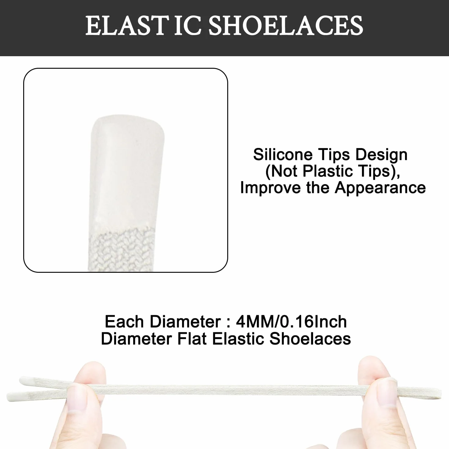 Endoto Sznurówki do On Cloudtilt sznurowadła Shoe Laces Shoelaces | Płaskie sznurówki 4 mm｜Elastyczne bez wiązania｜Szybkie zakładanie｜100% Nylon