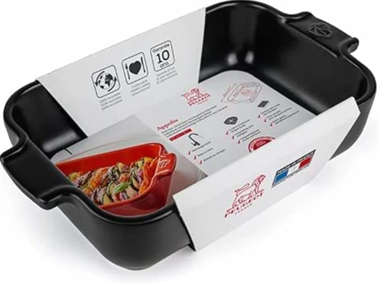 PEUGEOT Prostokątne naczynie do zapiekania z ceramiki 22 cm x 11,3 cm x 5,1 cm 0,85 l satynowa czerń