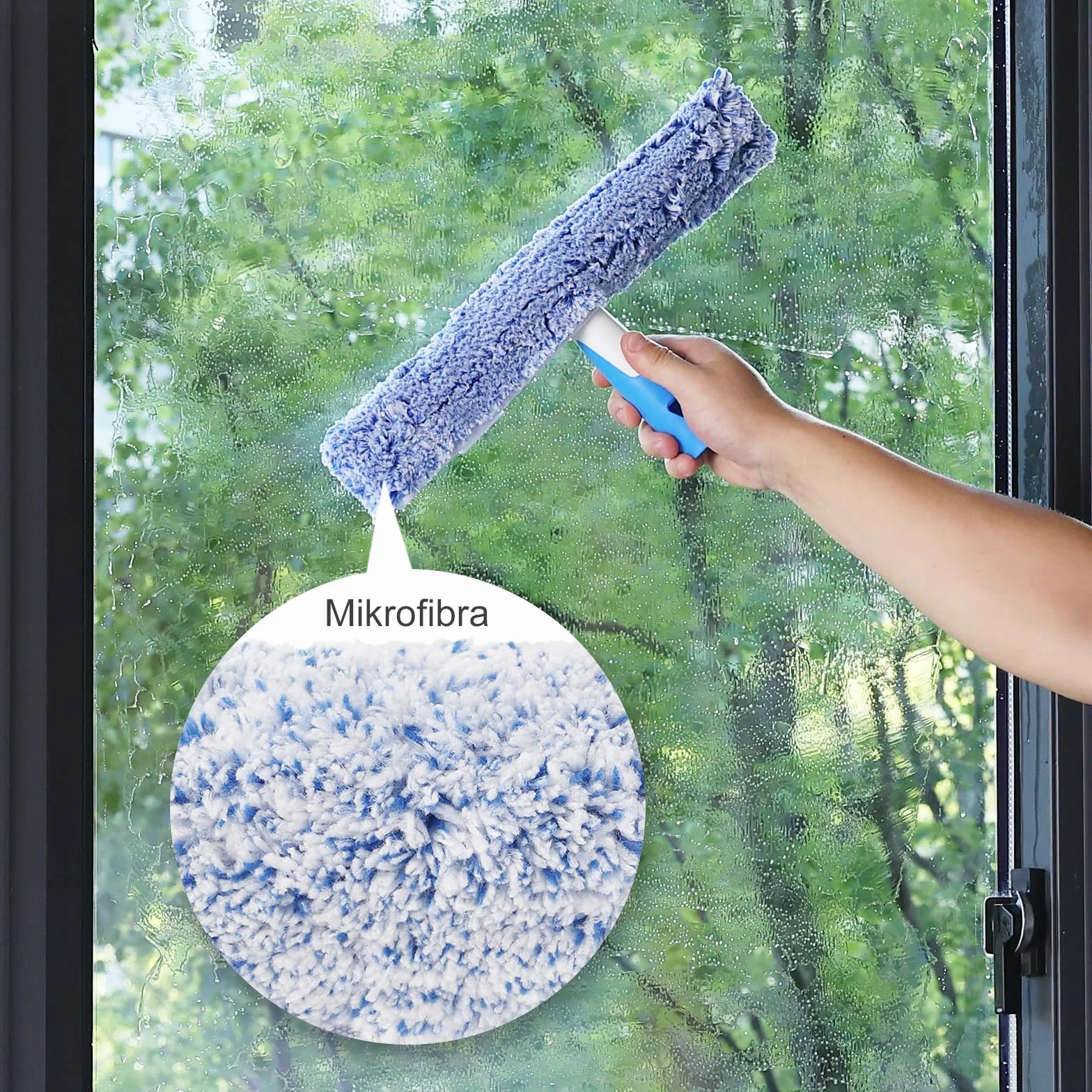Mitclear Profesjonalny Zestaw do Mycia Okien(35cm), Narzędzie do Czyszczenia Okien z Silikonową Ściągaczką, Szorowarką i Ściereczką z Mikrofibry do Pryszniców, Luster, Samochodów(Wewnątrz/Zewnątrz)