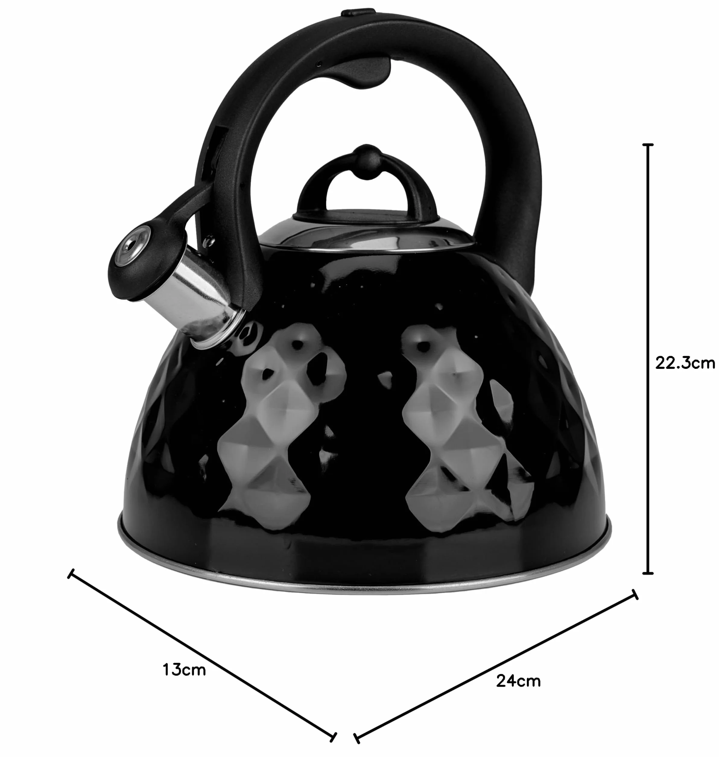 KARL HAUSMANN Czajnik Stalowy 2.5L Czarny Indukcyjny Gazowy Elektryczny Cool-Touch