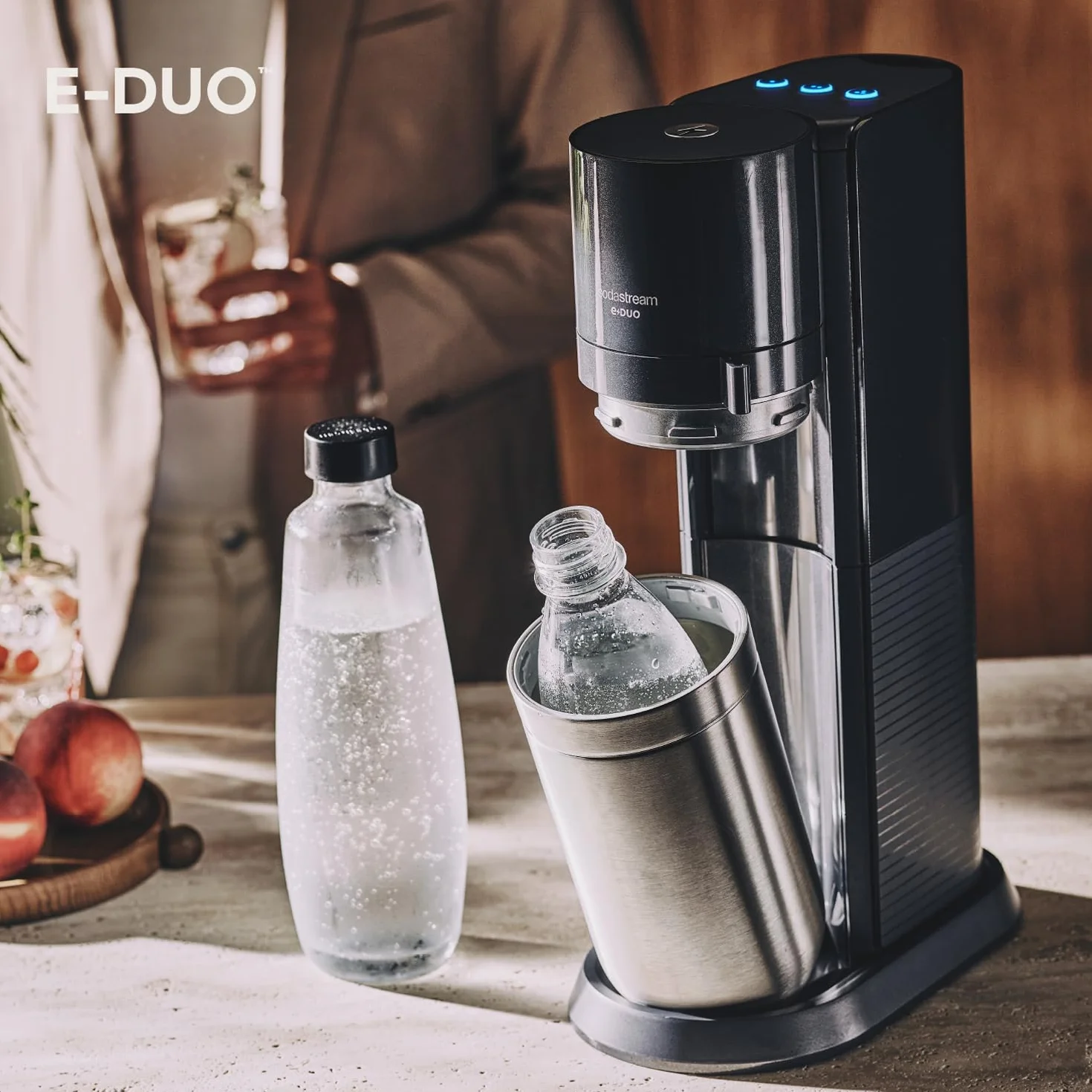 SodaStream E-DUO saturator CO2 cylinder standardowe opakowanie 1L szklana butelka
