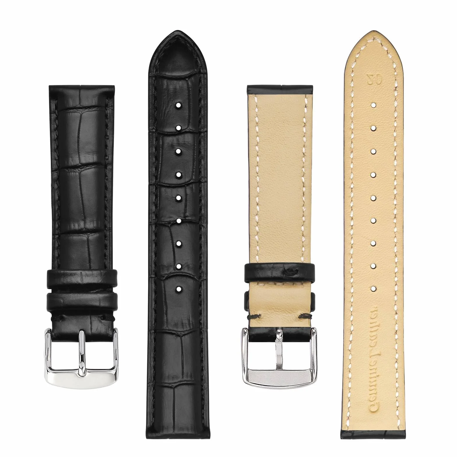 BISONSTRAP Pasek do zegarka, paski z wytłaczanej skóry aligatora, szerokość paska: 18 mm 20 mm 22 mm 24 mm