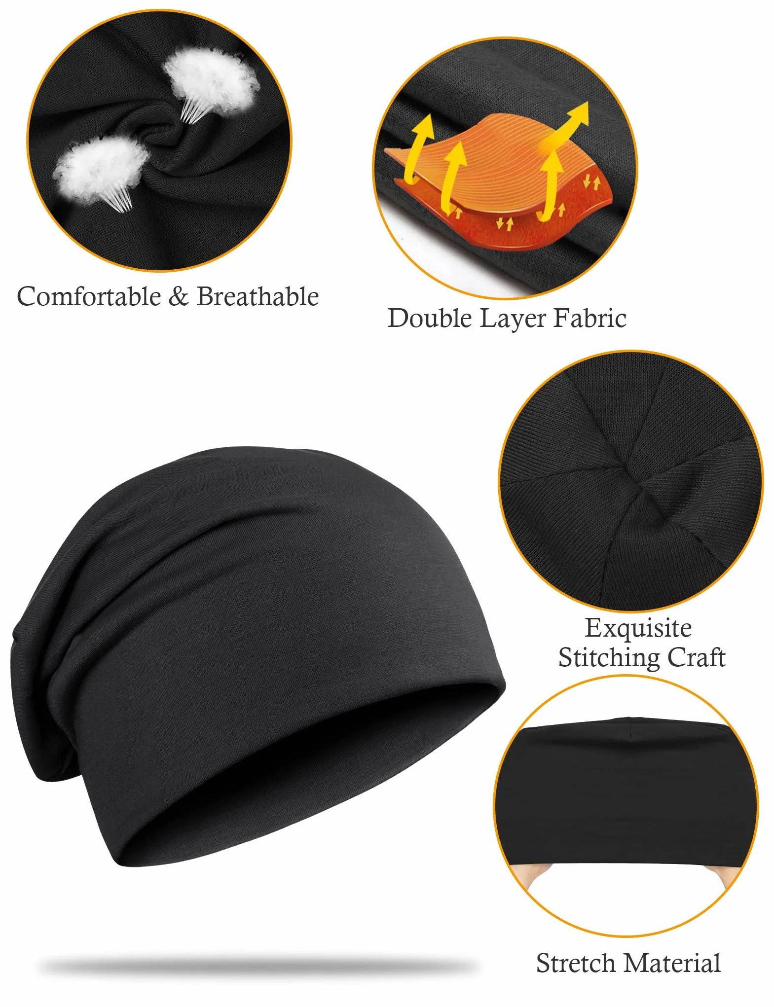 Kiiwah luźna czapka beanie, unisex, zimowa czapka typu Slouch Beanie, czapka z dżerseju dla mężczyzn i kobiet, 2 szt.