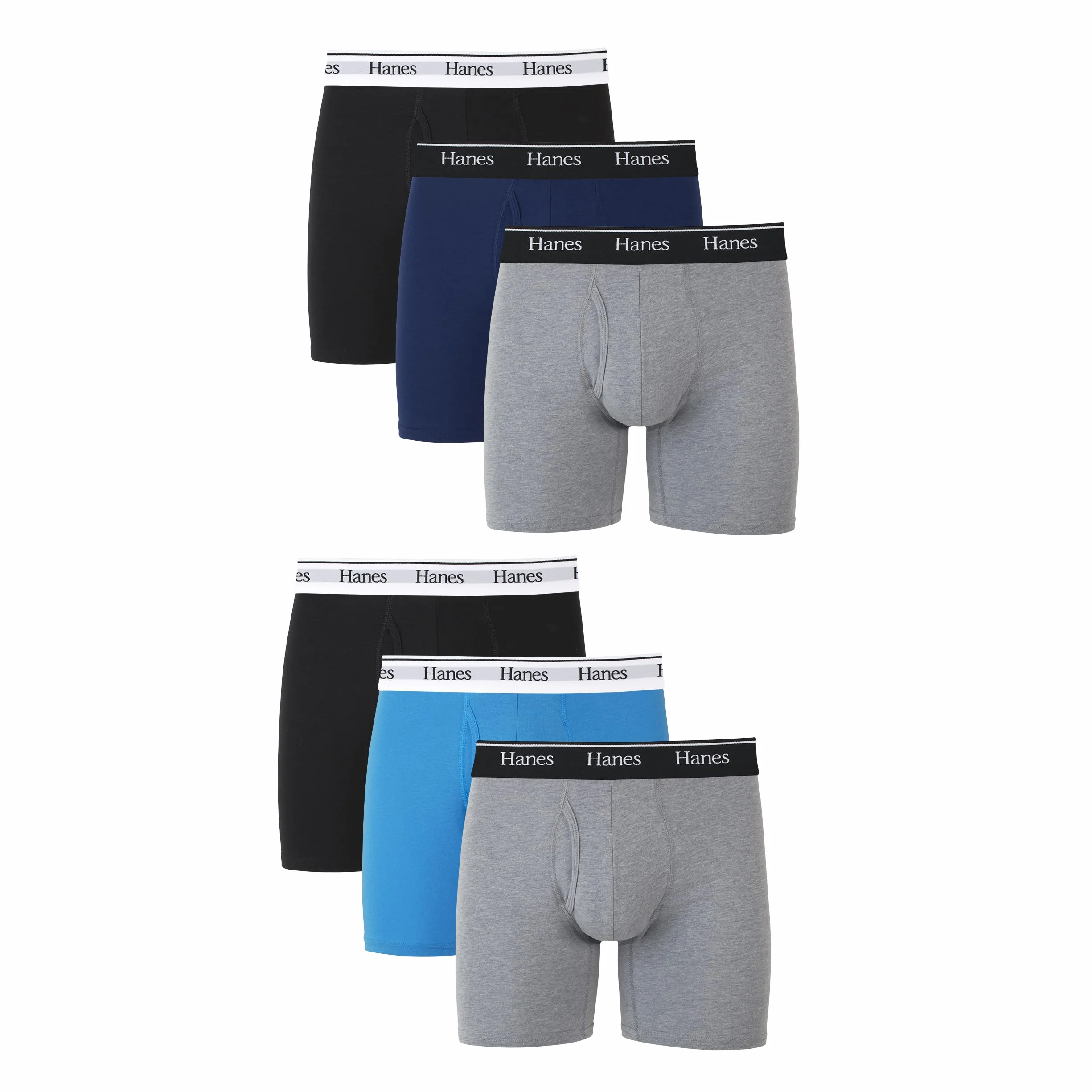 Hanes Krótkie bokserki Mężczyźni Hanes Originals Men’s Boxer Briefs & Trunks, Stretch Cotton Moisture-wicking Underwear, Modern Fit Low Rise, Multipacks (6 w zestawie)