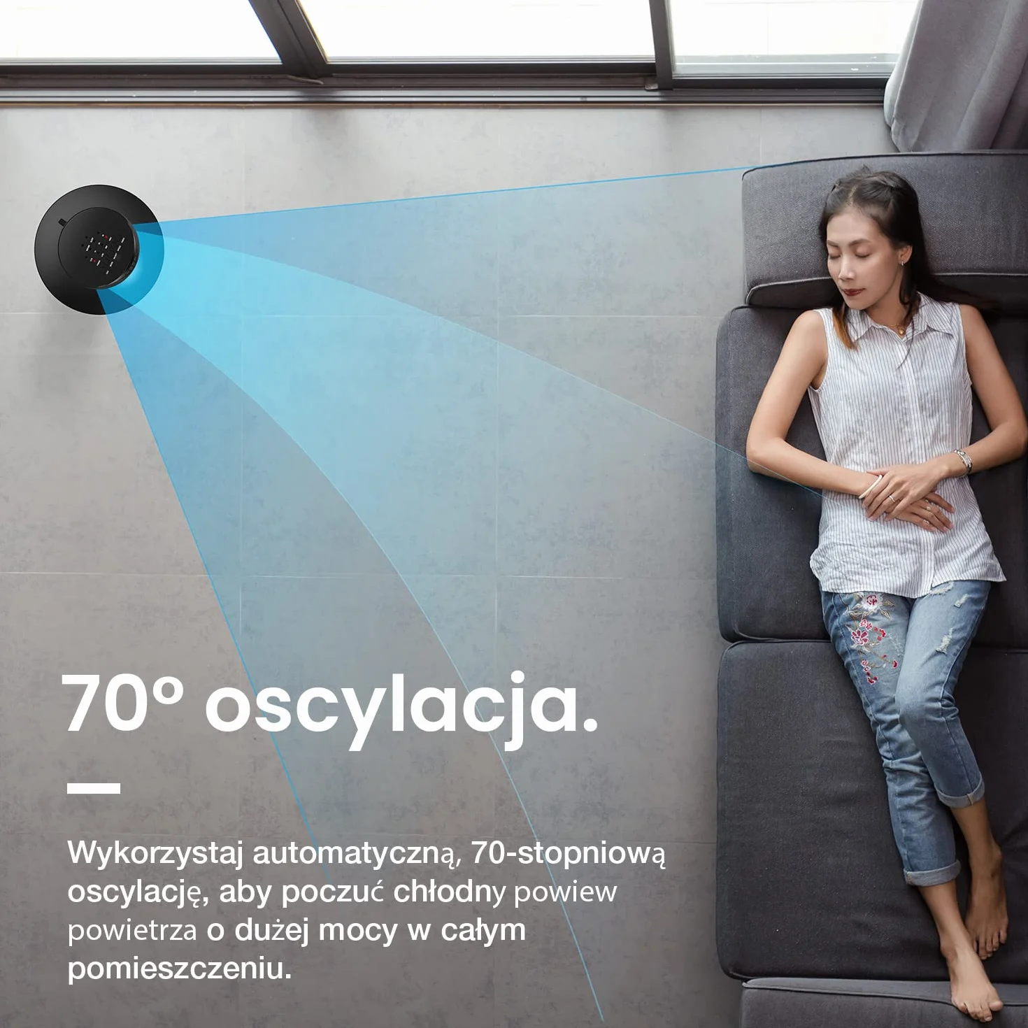 Pro Breeze Wentylator Kolumnowy 60W 76 cm Bezśmigłowy z Pilotem Automatyczna Oscylacja 7.5h Timer Czarny