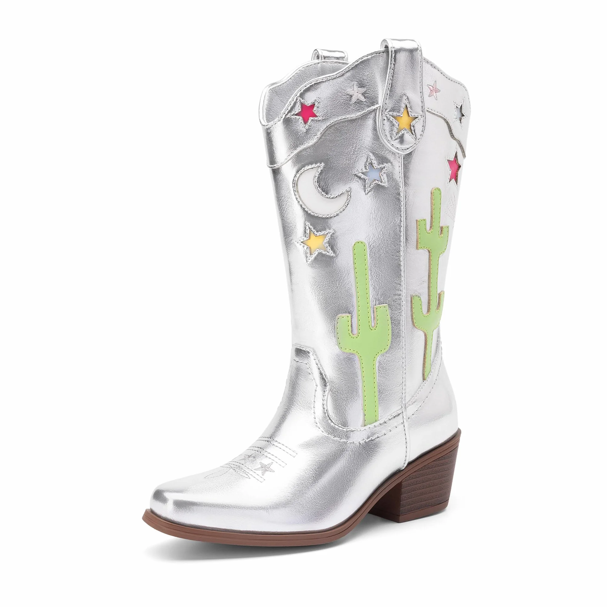 DREAM PAIRS Dziewczęce kowbojskie kowbojskie buty kowbojskie do połowy łydki zachodnie buty z niskim obcasem kwadratowy nosek dla małego dziecka/dużego dziecka