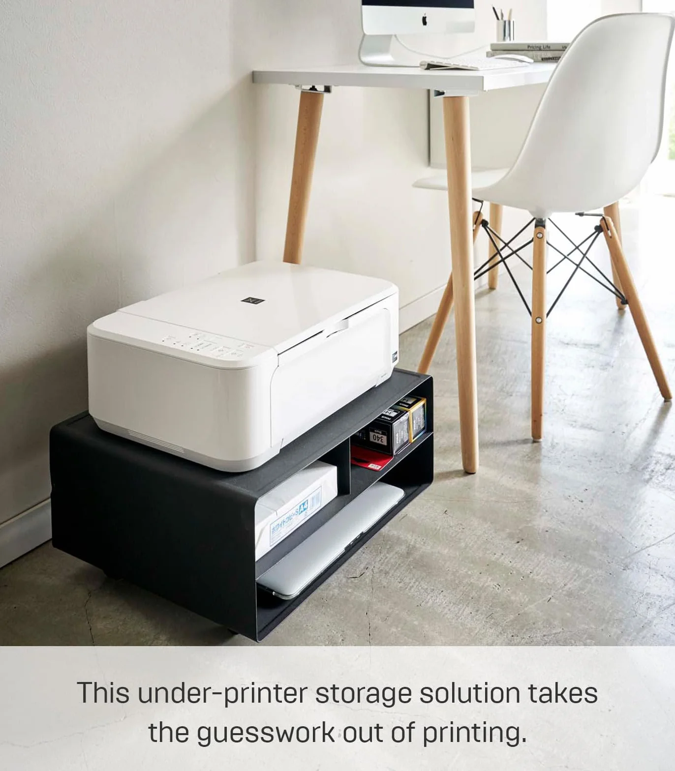 YAMAZAKI 4348-P Rolling Home Desktop Printer Stand-Computer Accessory Organizer | Stal | Biuro, Stop, Czarny