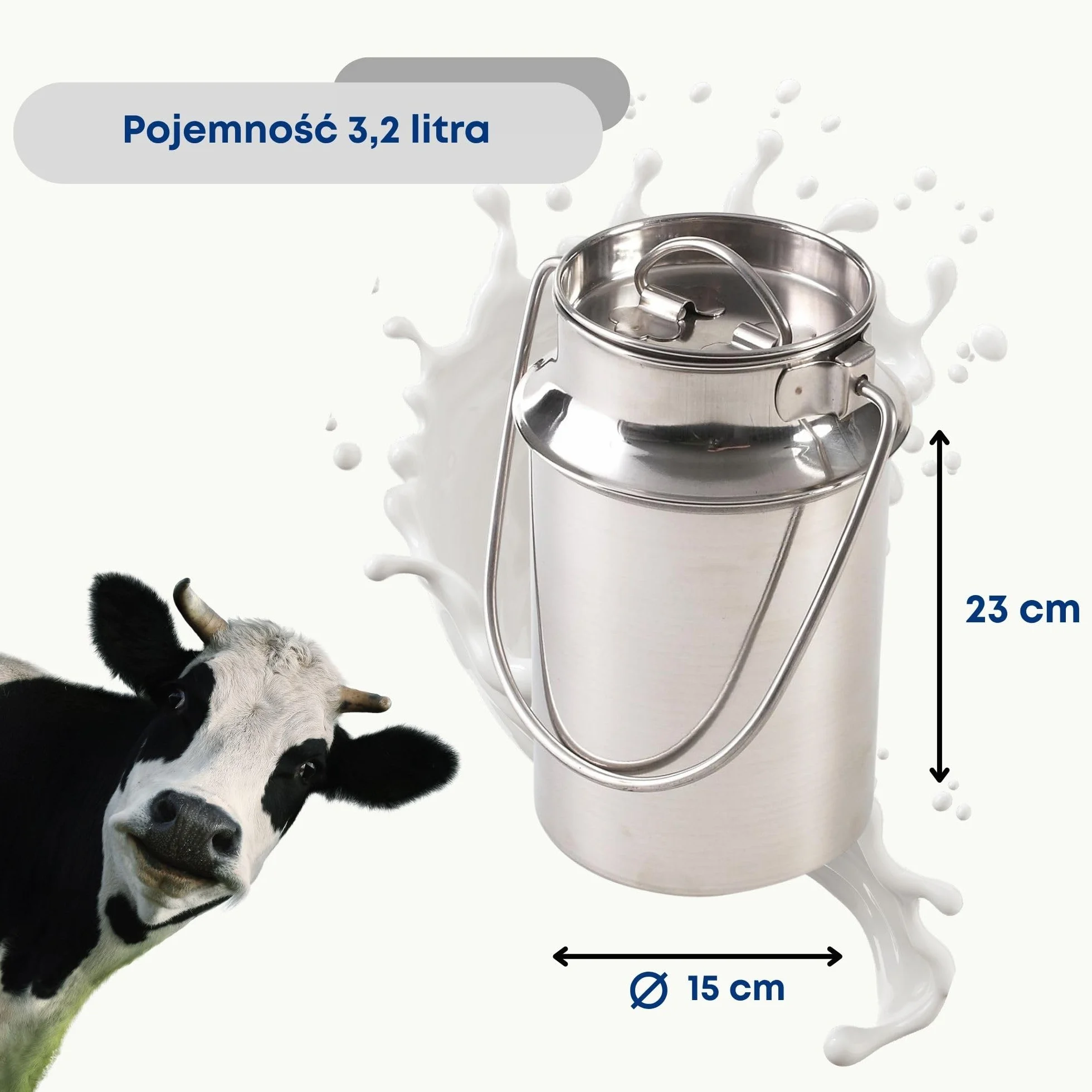ORION Dzbanek na mleko ze stali nierdzewnej 3,2 l z pokrywką i uchwytem