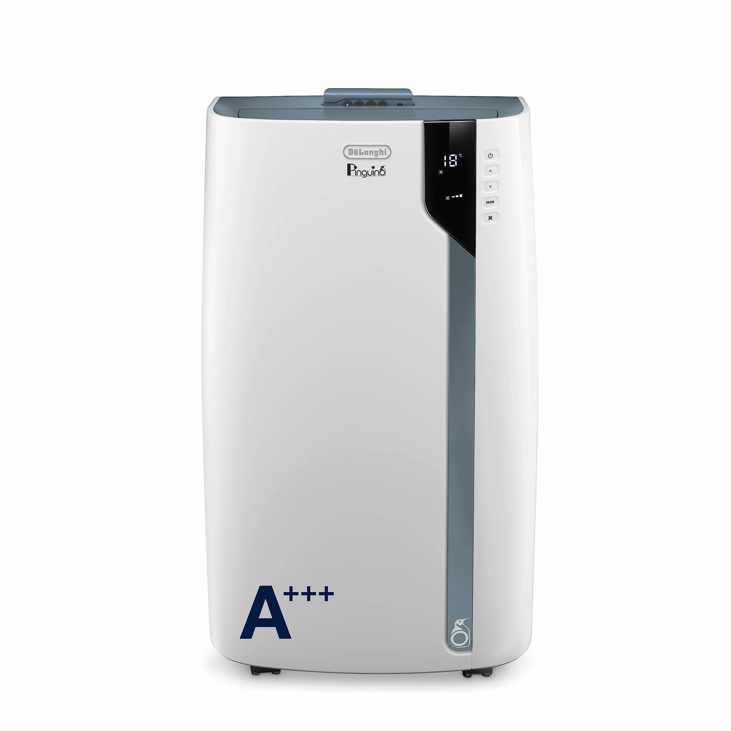 De'Longhi Pinguino PAC EX105 przenośny klimatyzator z technologią EcoRealFeel, 10 000 BTU/h, do pomieszczeń do 100 m³, funkcja osuszania i wentylacji, timer 24h, klasa efektywności energetycznej A+++,