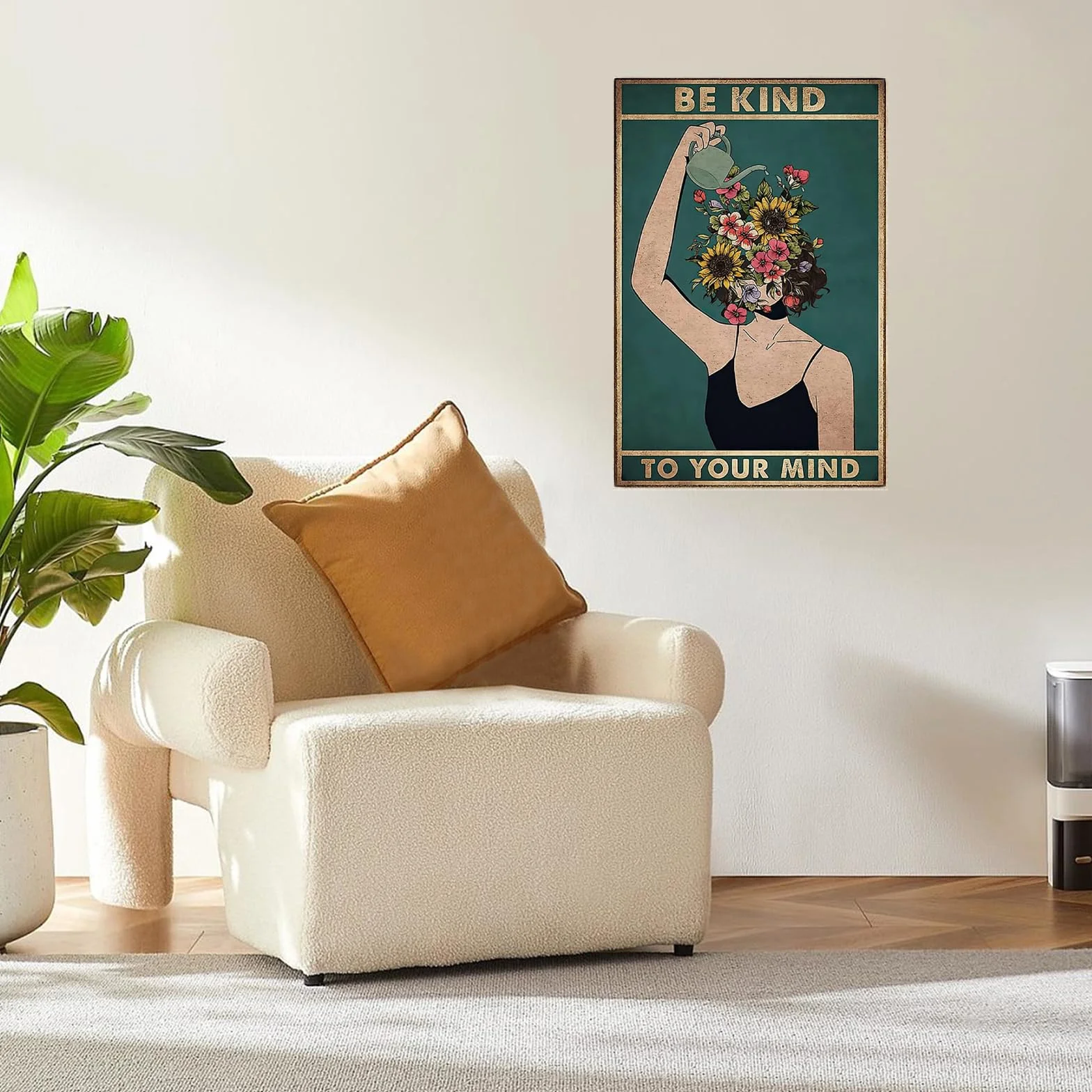 Nayyana plakat w stylu vintage hipisowska sztuka ścienna boho dla kobiet do biura domowego sypialni salonu