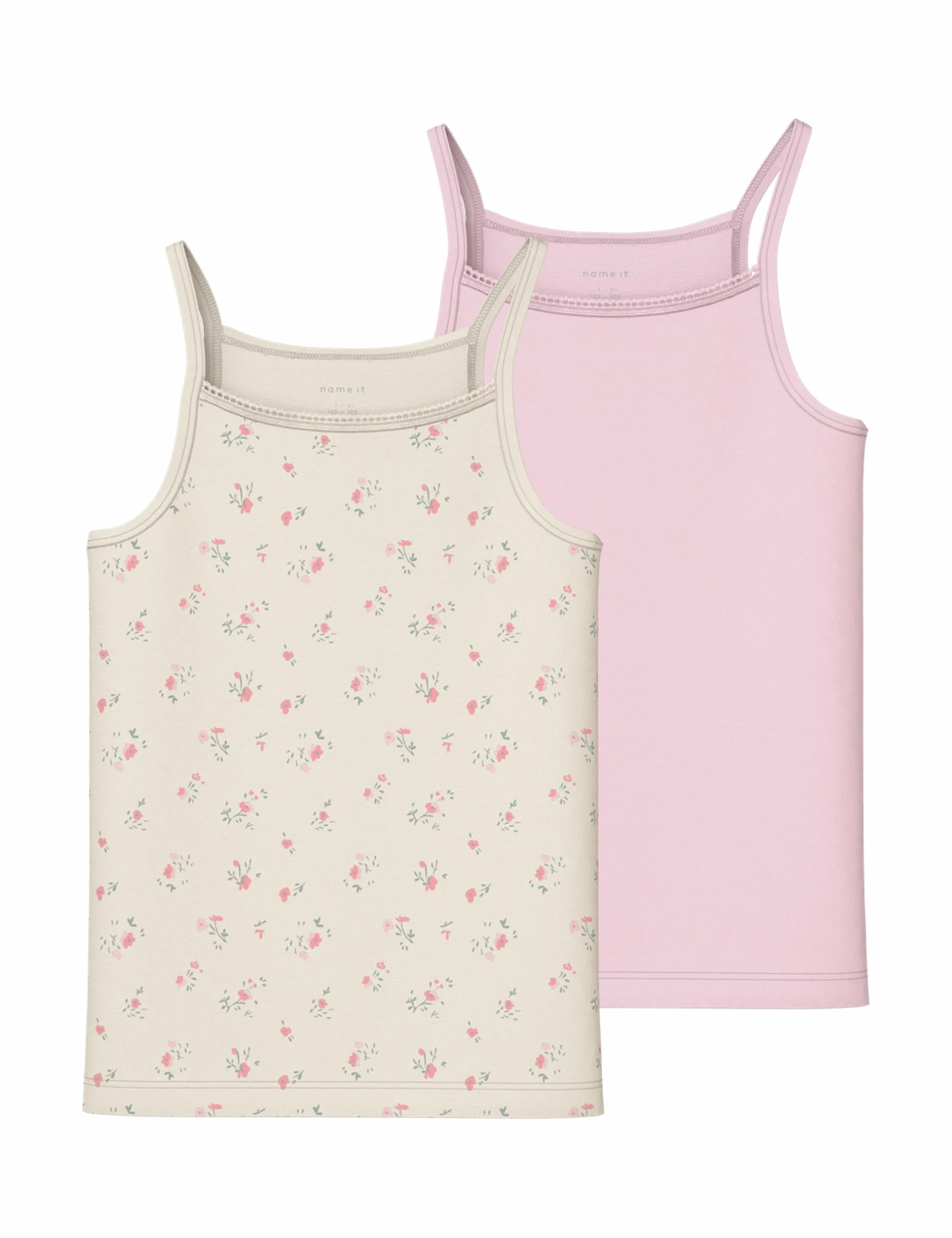 NAME IT Dziewczęca Nkfstrap Top 2P Flower Noos, Turtledove, Numeric_122, Turtledove, numeric_122