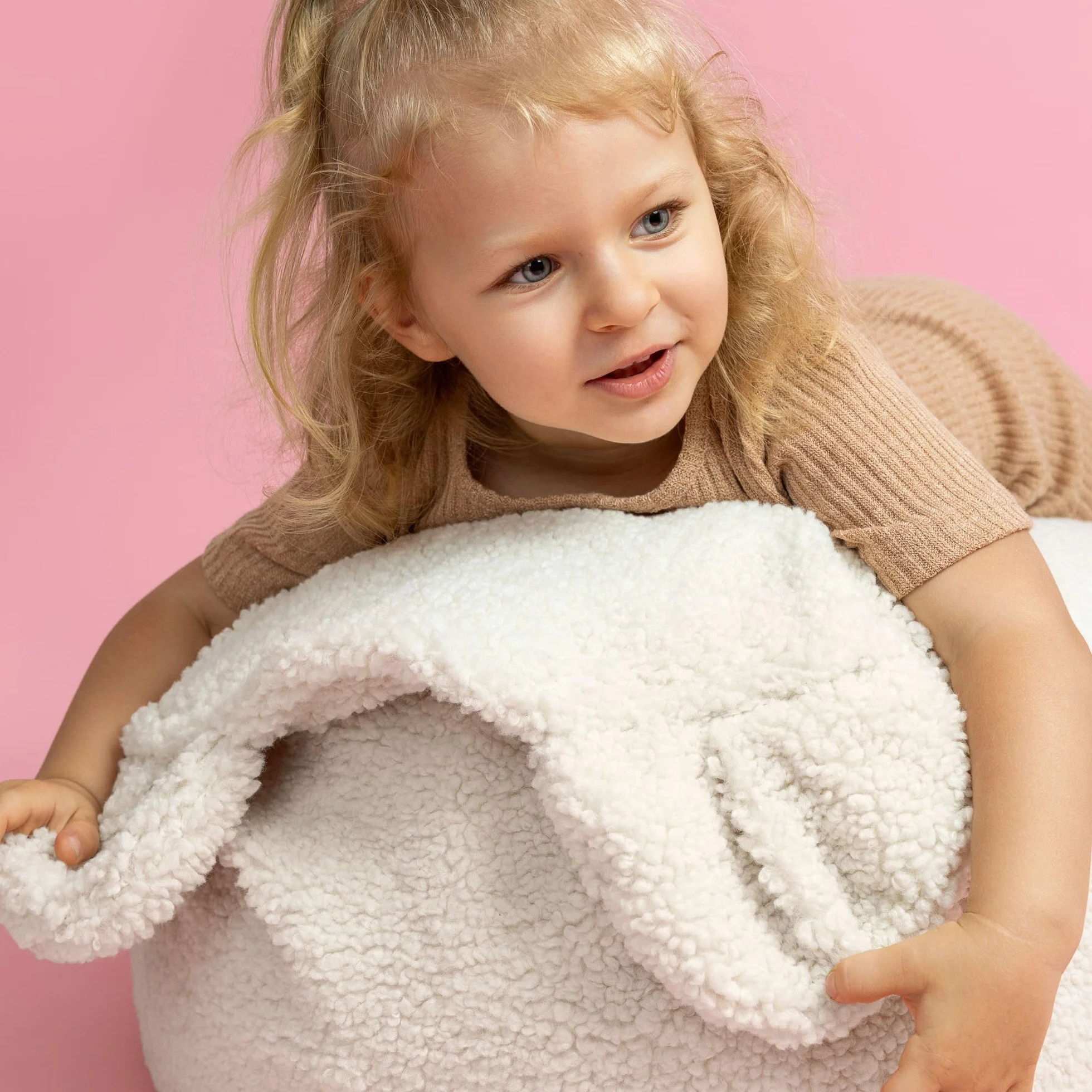 MEOWBABY Pufa Miś dla Dzieci, Worek Sako Bag, Beanbag, Bearly, Jasnoszary