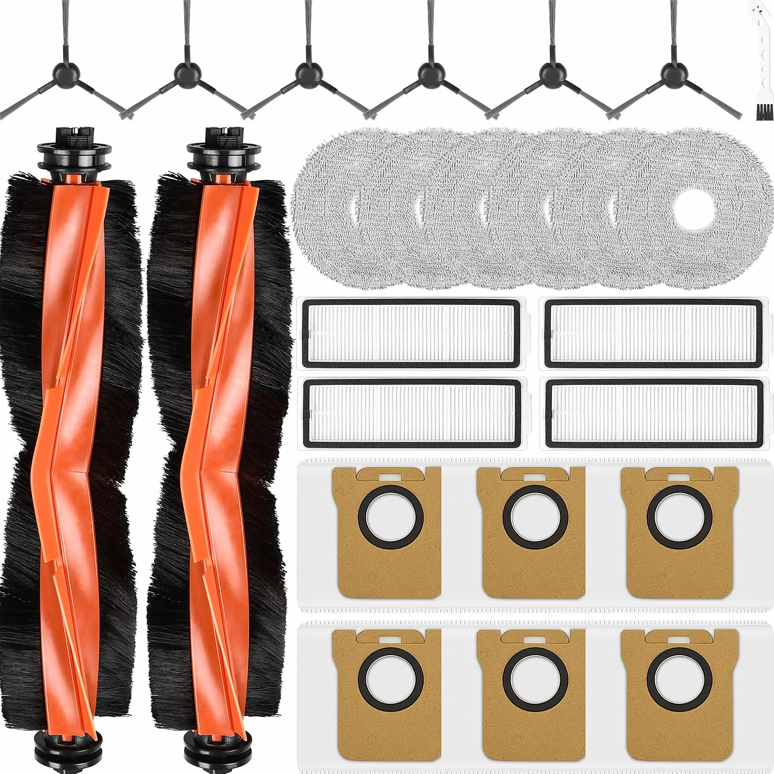 Zestaw akcesoriów do robota odkurzającego Xiaomi X20 Max / X20 Pro, 2 szczotki główne, 6 worków, 6 podkładek, 4 filtry HEPA, 6 szczotek bocznych