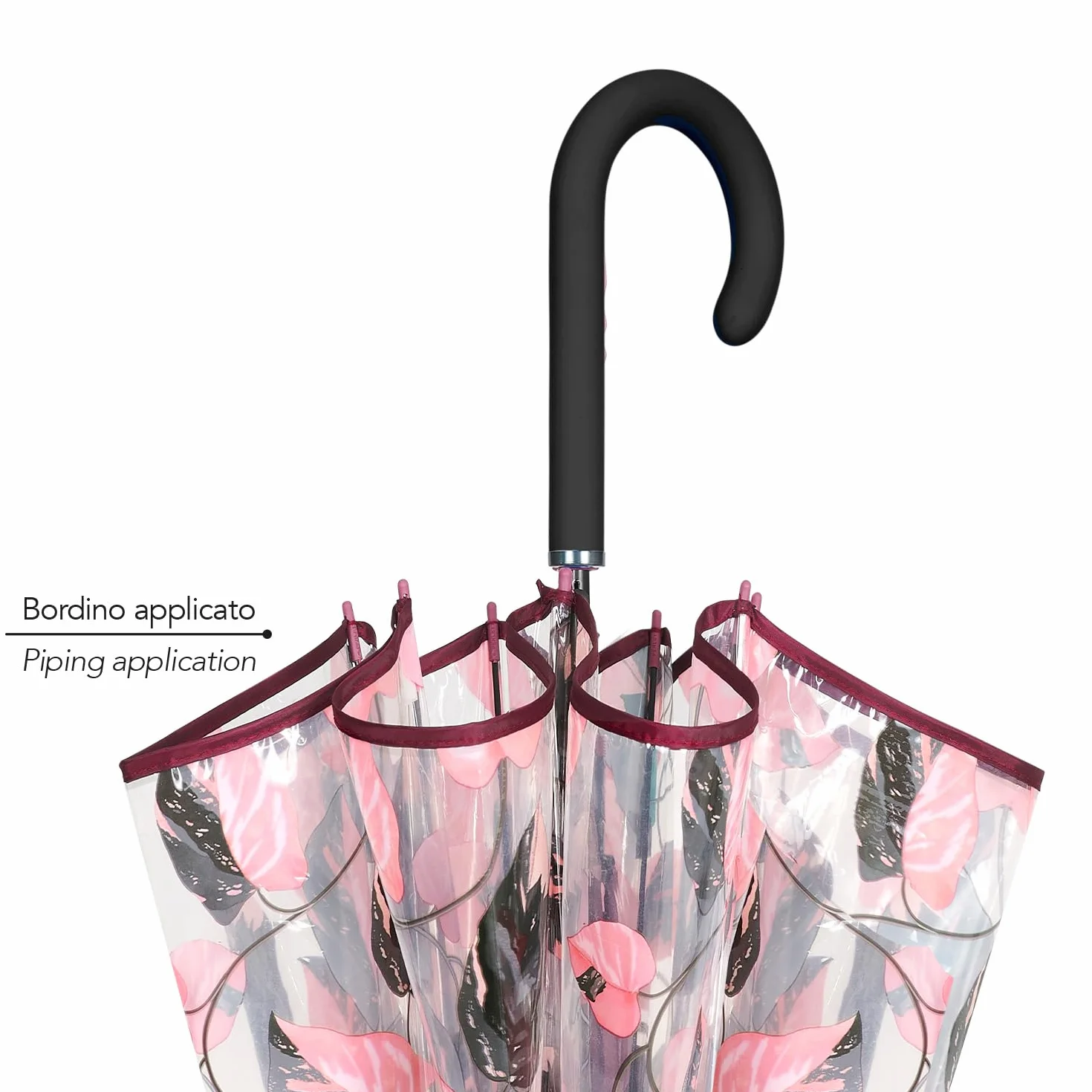 Przezroczysty Parasol Damski Automat w Kształcie Kopuły - Parasol Transparentny Wiatroodporny z Materiału POE - Parasolka Wytrzymała Duża Kobieta - Średnica 89 cm - Perletti