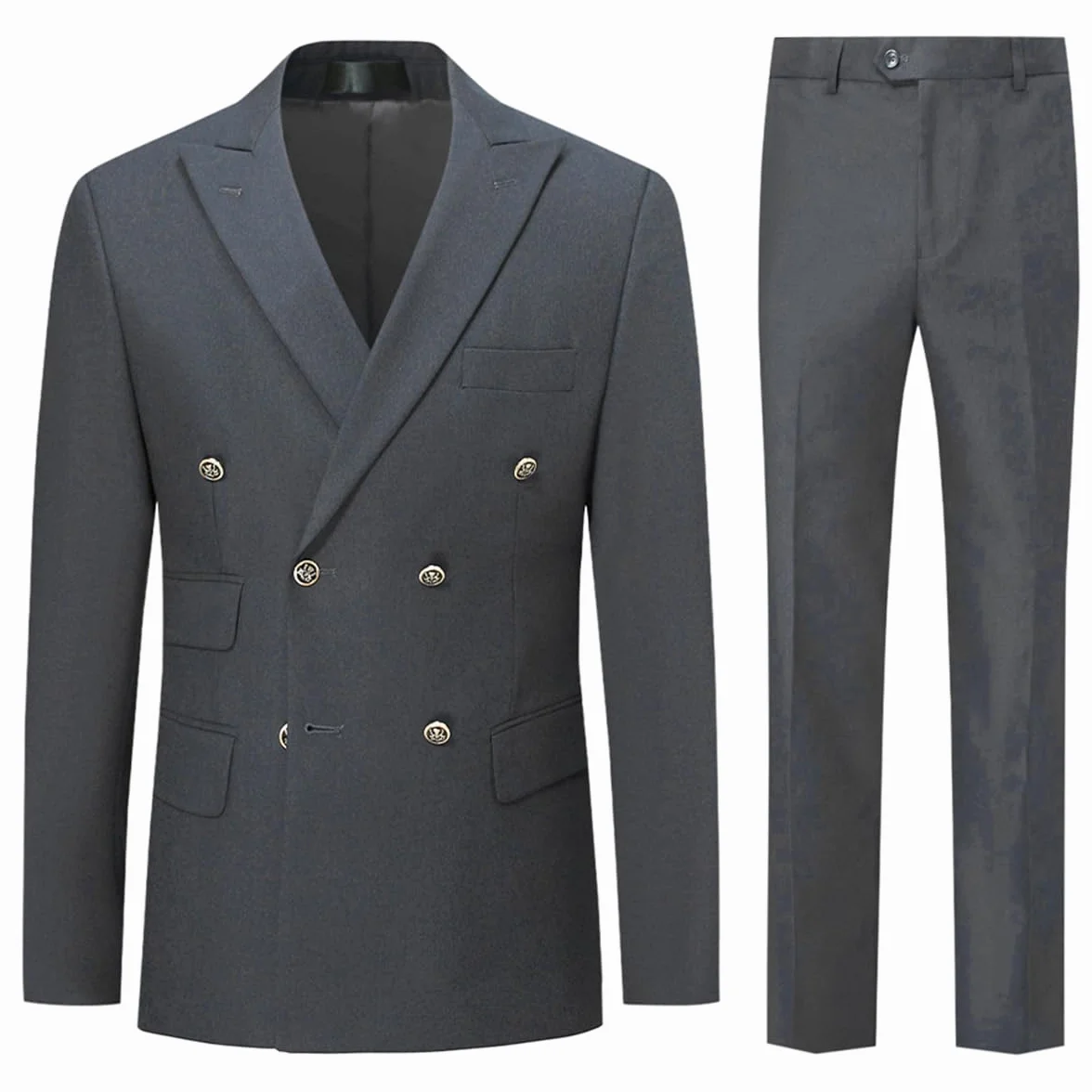 Allthemen 2-częściowa sukienka męska, slim fit, dwurzędowa, jednokolorowa, biznesowa, elegancka