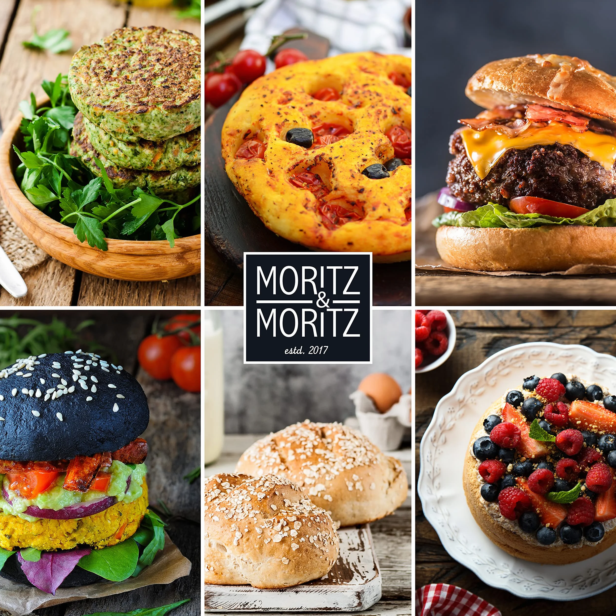 Moritz & Moritz foremka do pieczenia chleba, hamburgerów i muffinek XXL okrągła z skrobaczką i książeczką