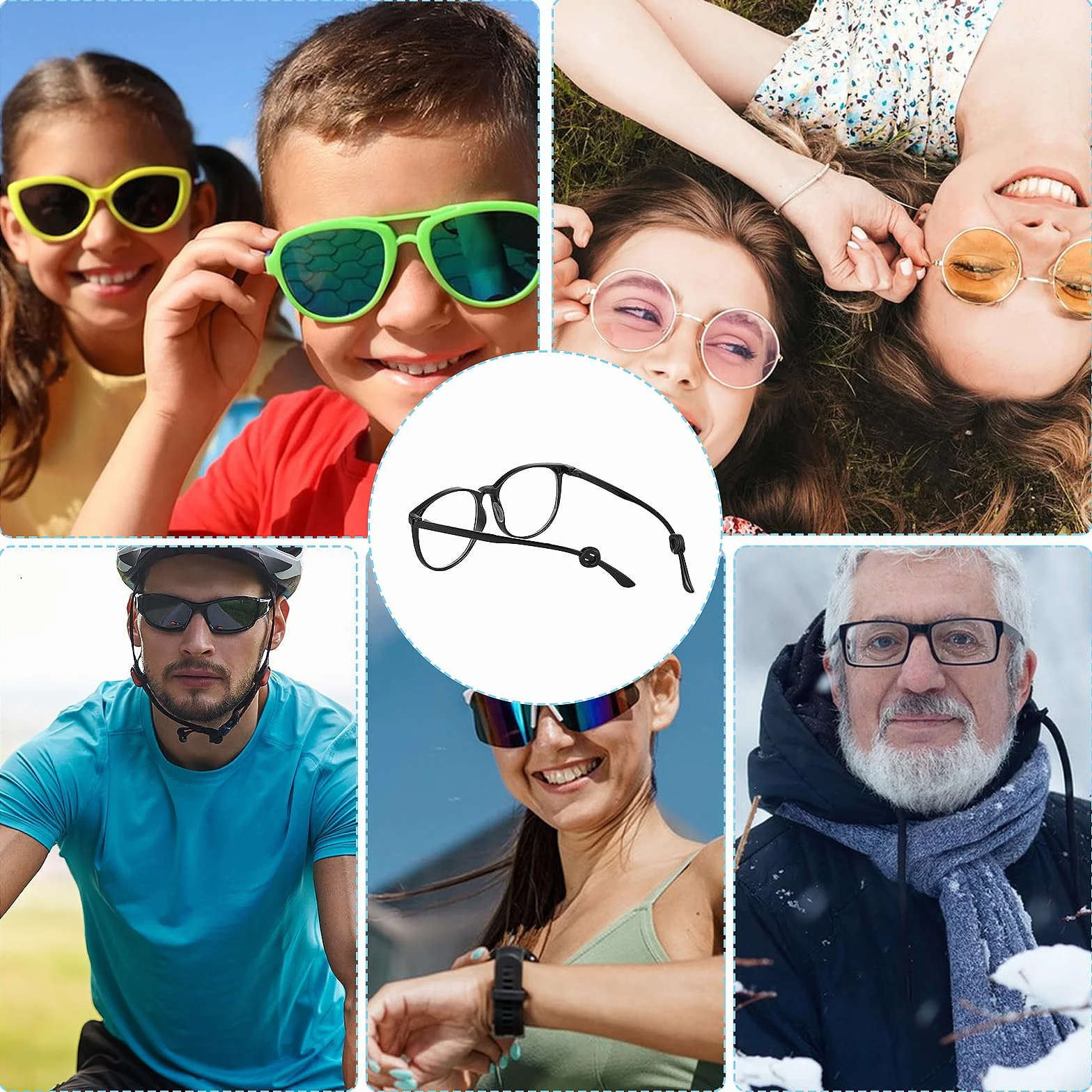 Sibba Uchwyty do uszu, 16 par, silikonowe zaczepy na uszy, okulary, antypoślizgowe uchwyty na okulary, zatyczki, końcówki do uchwytu, na zauszniki, dopasowanie, okulary przeciwsłoneczne, czytanie,