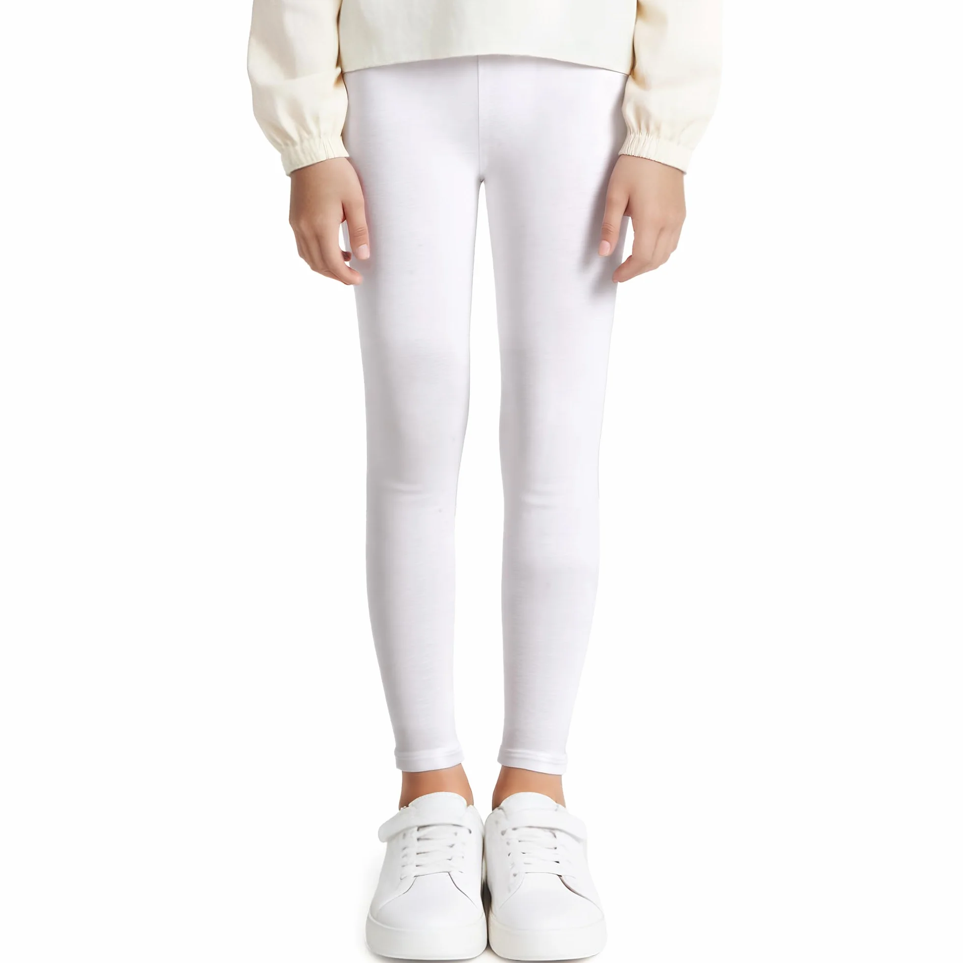 Legginsy dla dziewczynek bawełniane oddychające miękkie elastyczne długie spodnie sportowe siłownia taniec szkolny legginsy jednokolorowe rajstopy dziecięce odzież na co dzień 5-12 lat
