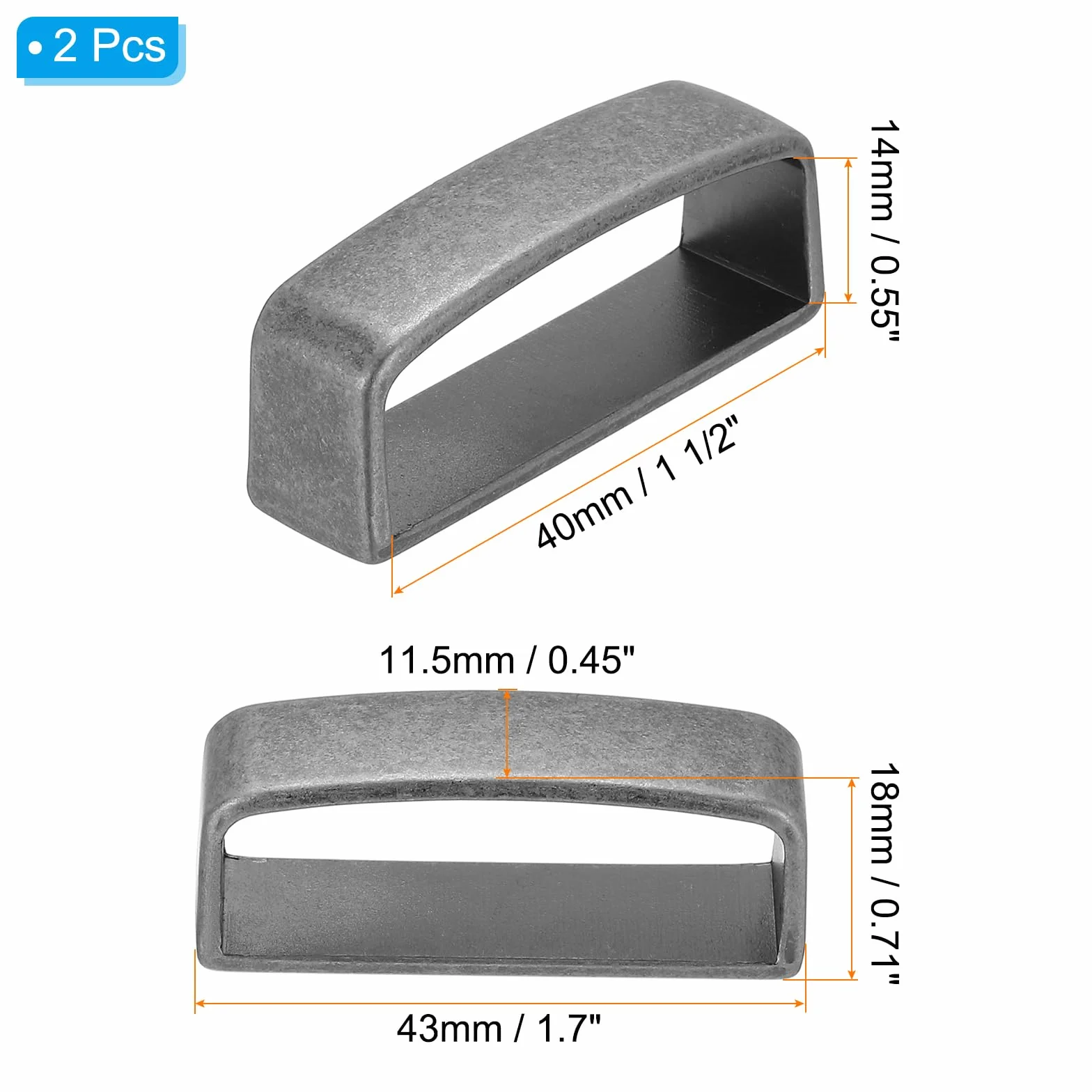 PATIKIL 1 1/5.1 cm 40 mm szlufki na pasek, 2-pak stop pasek pasek pierścień męska klamra do samodzielnego mocowania paska, jasny srebrny odcień, Jasny srebrny odcień, 40mm x 14mm