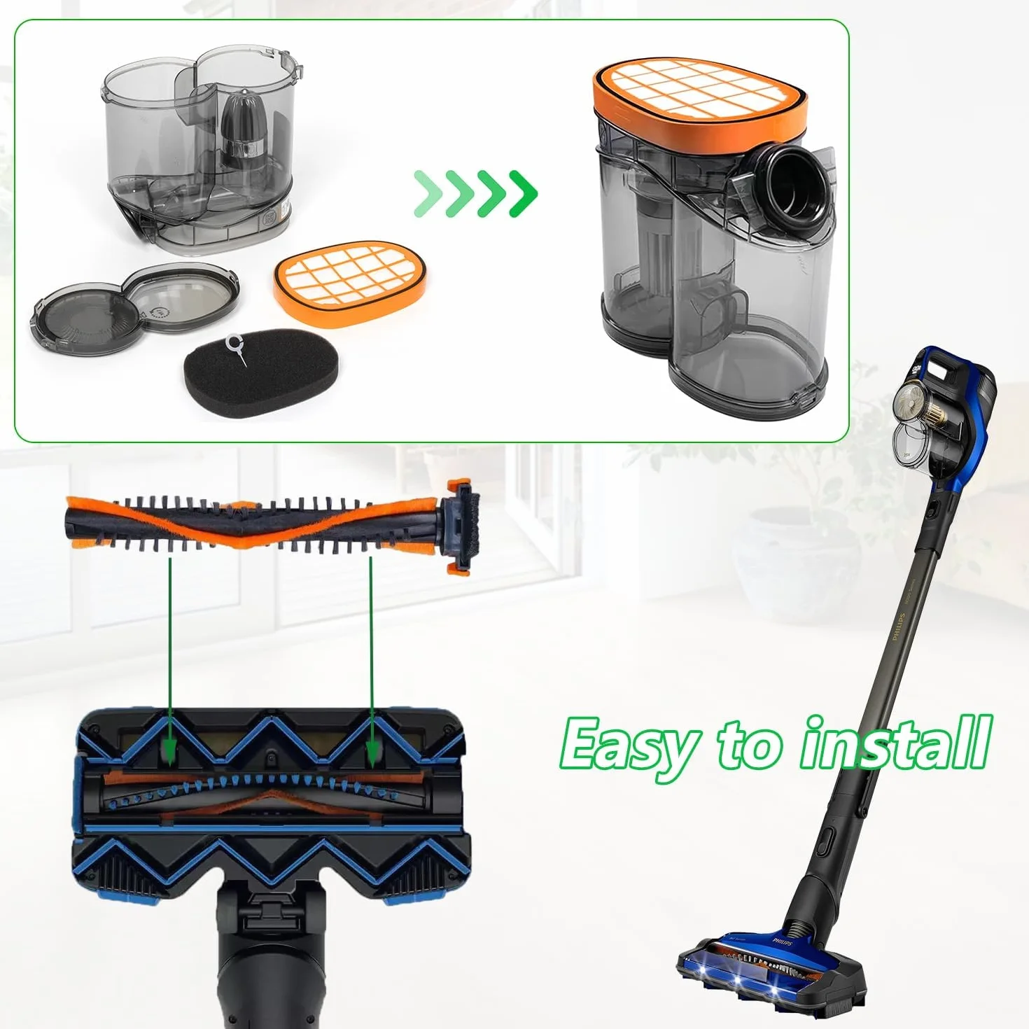 Philips zestaw filtrów HEPA ABS Speedpro Max do odkurzacza FC6812 FC6814 FC6822 FC6823 FC6827 FC6908