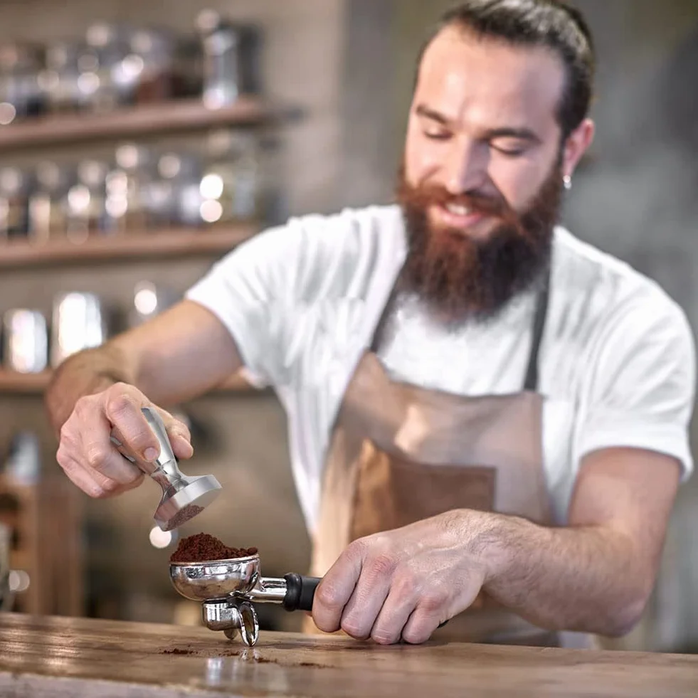 Vicloon Tamper do kawy, 51 mm, prasa do kawy espresso ze stali nierdzewnej z silikonową matą do ubijania