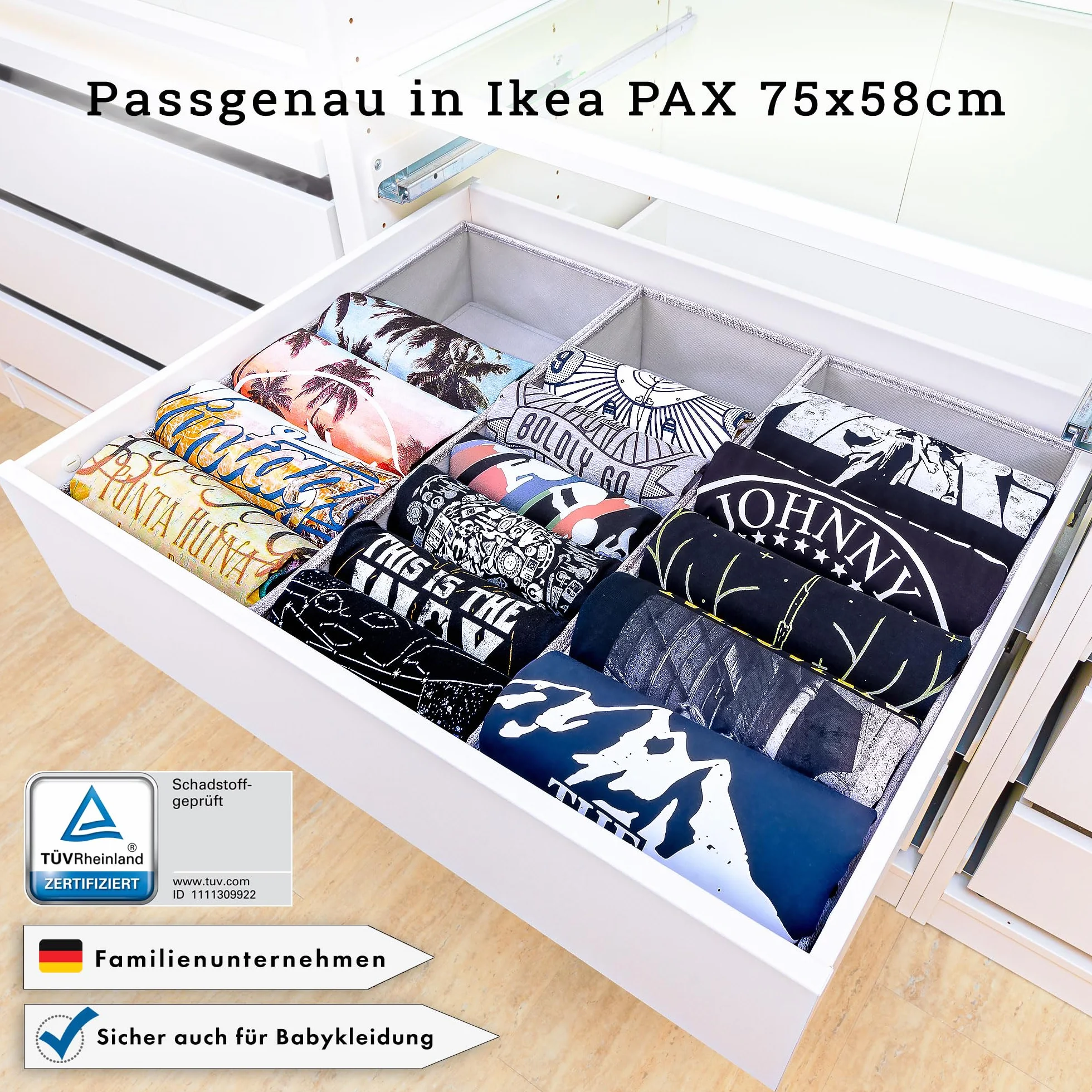 Simple Joy Organizer PAX75 3 przegródki Zestaw 3 szt Organizer do szuflad kompatybilne z Ikea