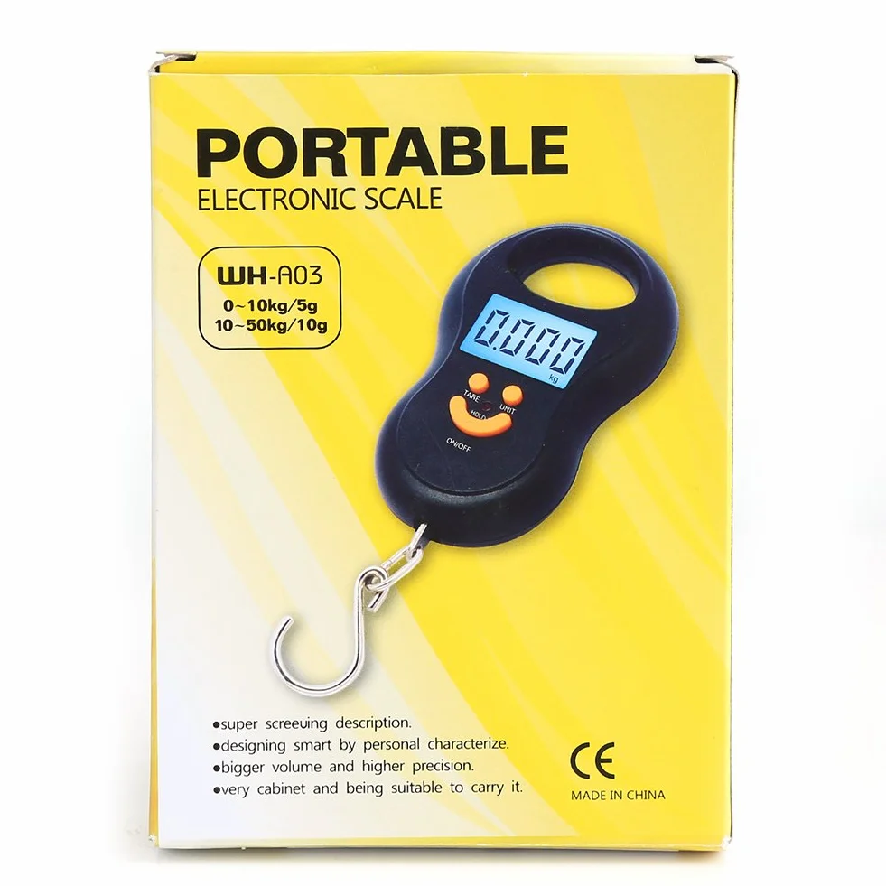 Waga bagażowa, 50 Kg/10G Lcd Cyfrowy Handheld Przenośny Żuraw Elektroniczny Waga Możliwość Powieszenia Hak Do Samolotu Podróży Bagaż Ważenie Domowe Zakupy Wędkarstwo