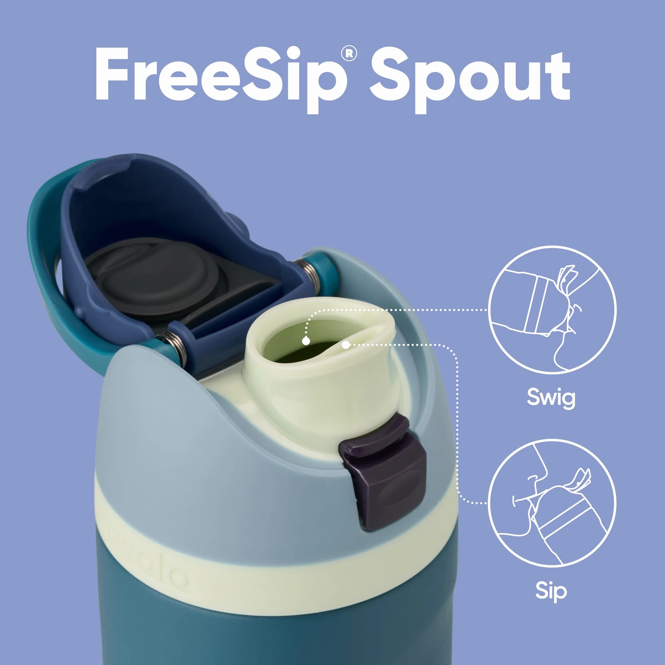 Owala FreeSip izolowana butelka na wodę ze stali nierdzewnej ze słomką, do uprawiania sportu i podróży, szczelna, bez BPA, 700 ml, dżins