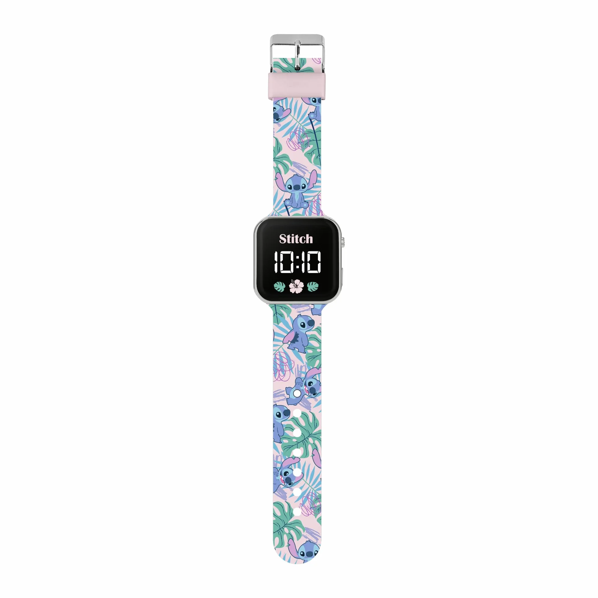 Disney Dzieci Lilo & Stitch LED kwarcowy silikonowy pasek niebieski zegarek LAS4091, wielobarwny, Nowoczesny