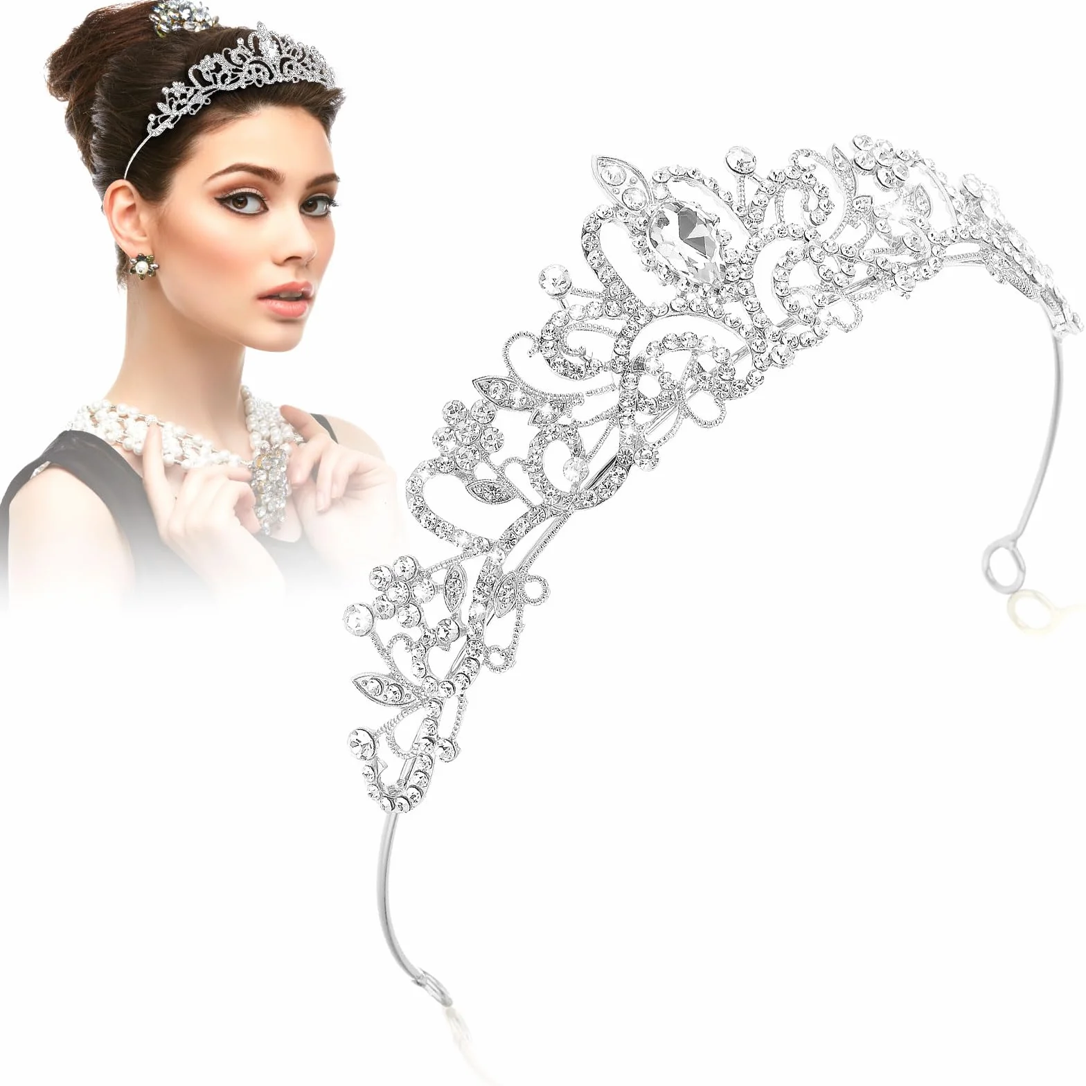 Korona księżniczki, diadem, dla kobiet, diadem, kryształowa tiara, korona księżniczki, elegancka korona księżniczki, biżuteria dla panny młodej, stras, opaska na czoło, prezent dla kobiet, na wesele,