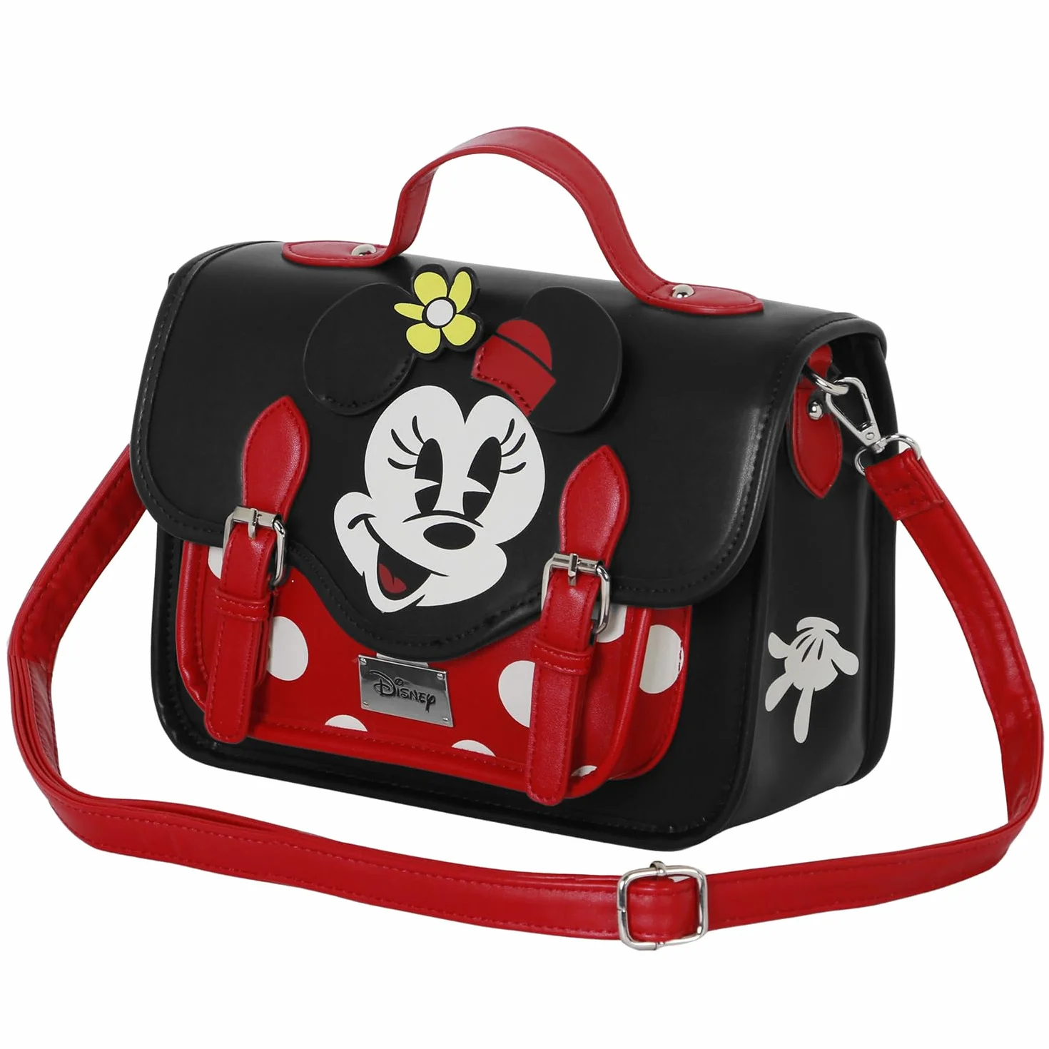 Myszka Minnie Face-Torebka-Plecak Satchel, Czarna, 26 x 20 cm