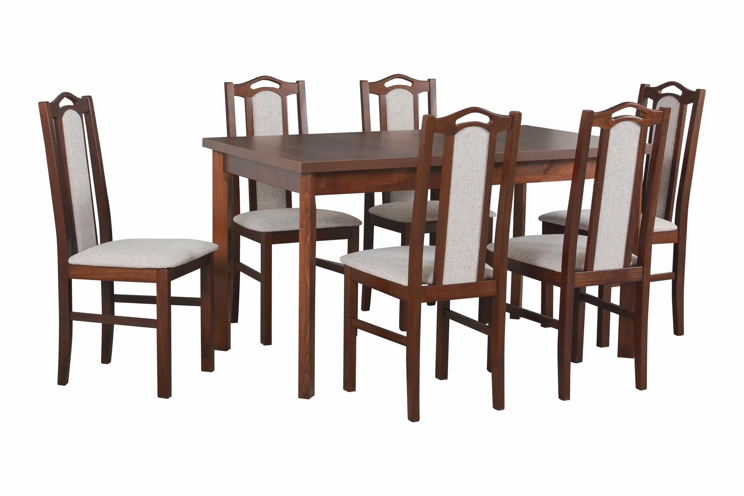 Rozsuwany stół do jadalni, prostokątny, stół do jadalni, stół kuchenny, stół do jadalni, stół do restauracji, drewniane nogi w kolorze orzecha, płyta laminowana w kolorze orzechowym, 80 x