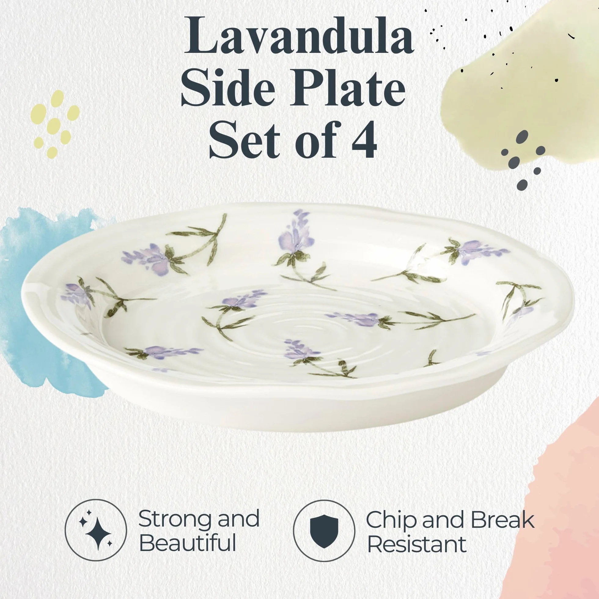 Portmeirion Sophie Conran Lavandula zestaw 4 talerzy bocznych porcelanowych 15 cm