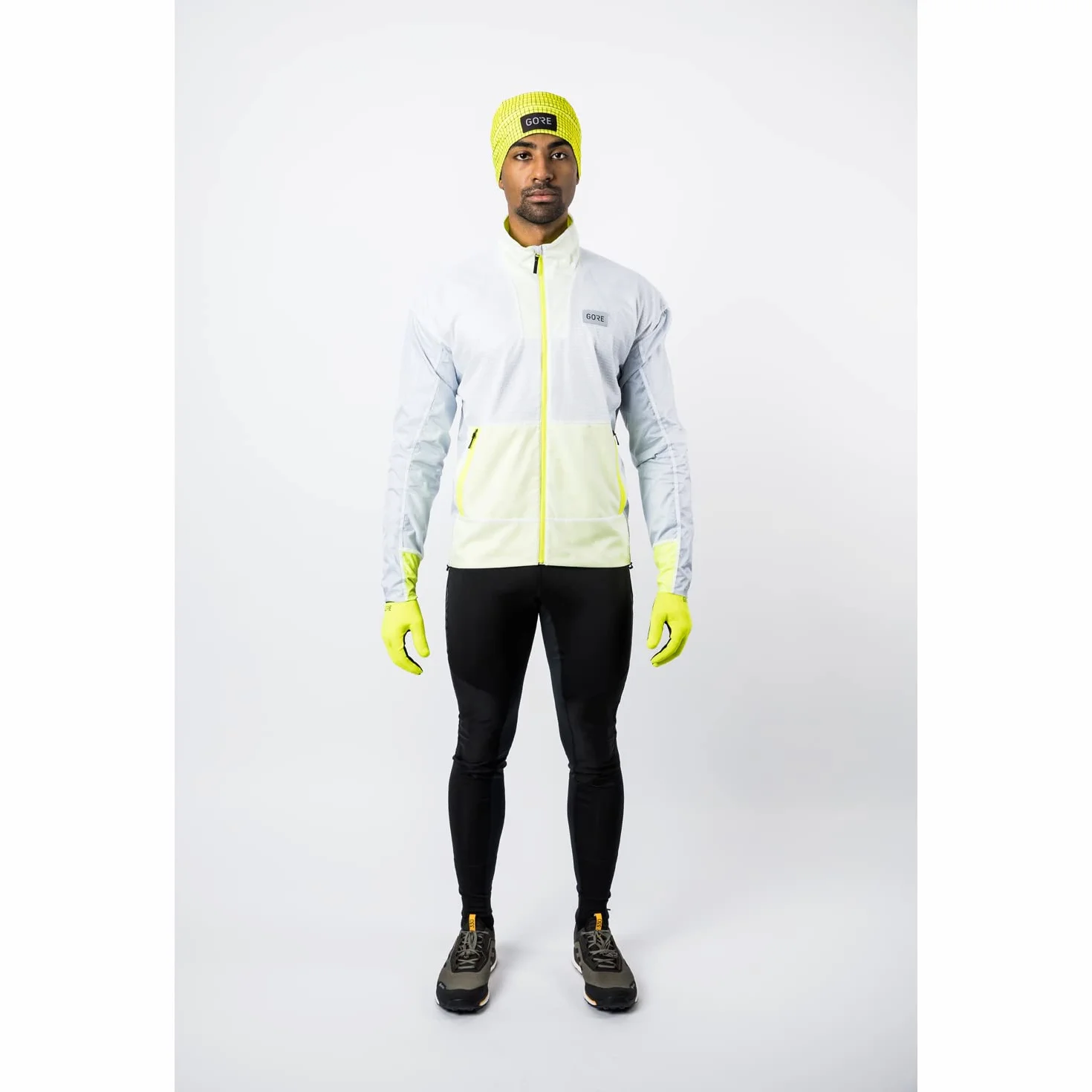 GORE WEAR Drive Męska kurtka do biegania, GORE-TEX INFINIUM, M, Biały/Neonowy żółty