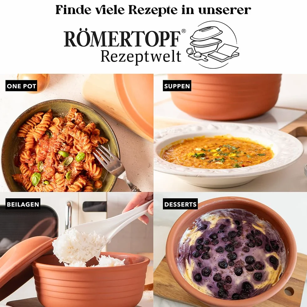 Römertopf Naczynie do Pieczenia, Glina, Ø 22,5, Pojemność 2 kg, Okrągły