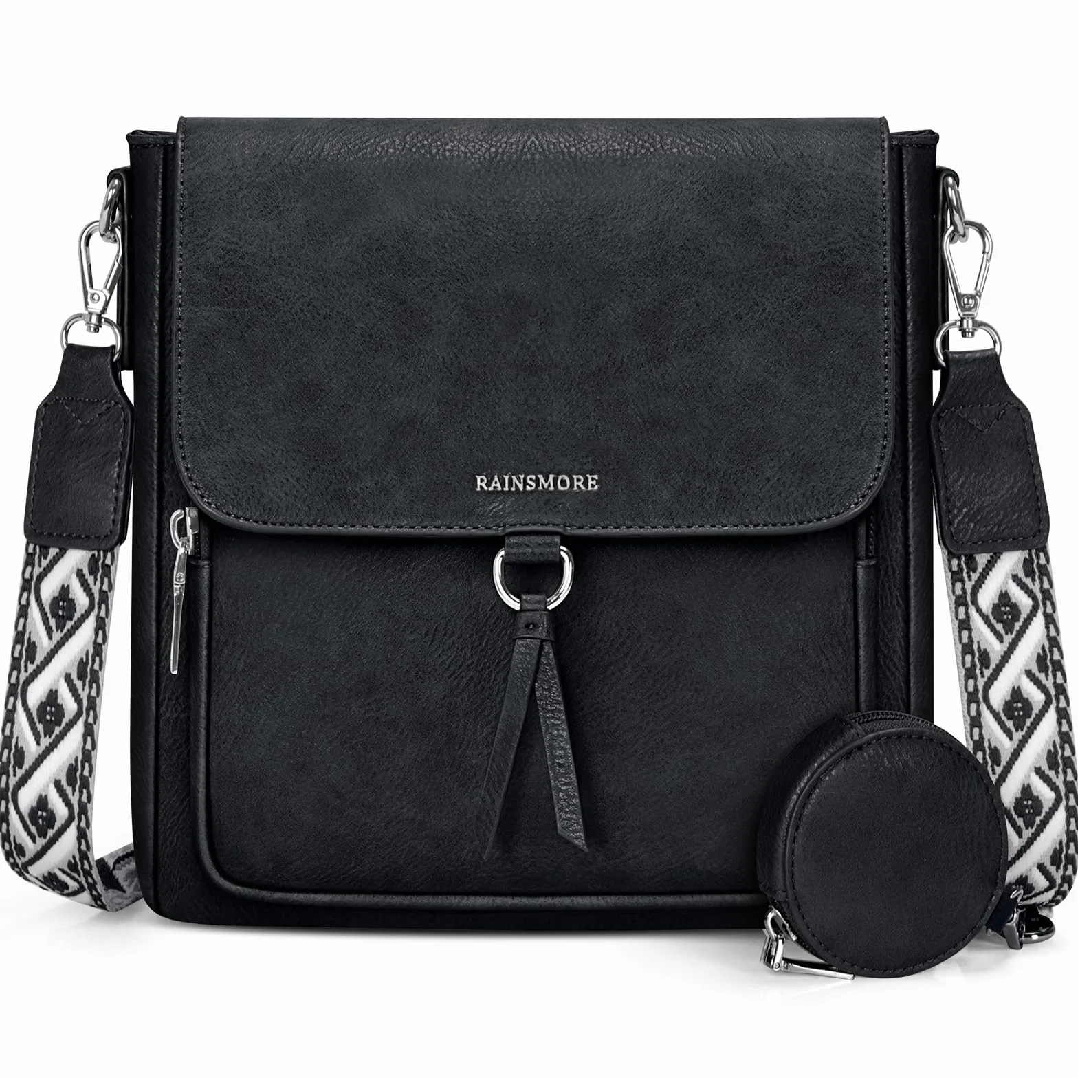 RAINSMORE Torba na ramię damska skóra PU damskie torby na ramię średnia torba crossbody damskie torebki i torby na ramię z regulowanym szerokim paskiem
