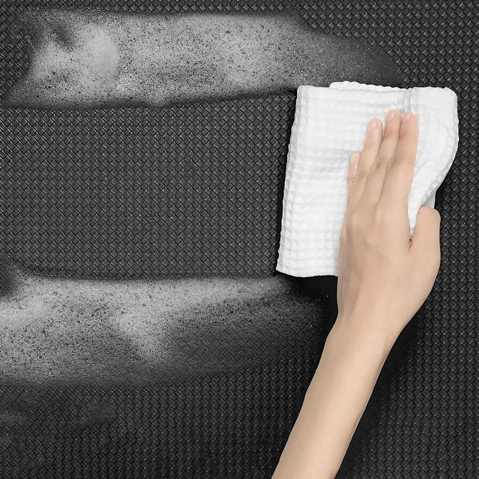 Waterproof Kitchen Mat for Floor, Anti-Fatigue Cushion Rug, 44x120x0.8cm Black