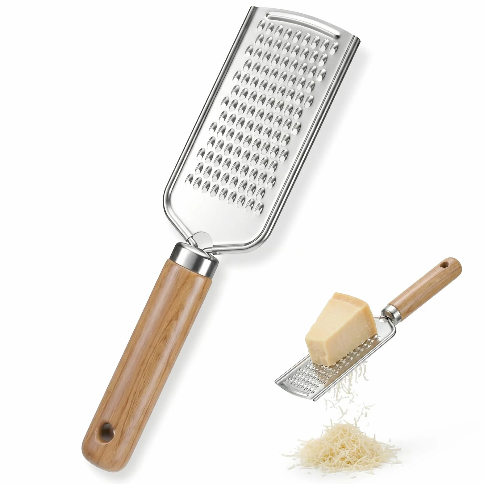 JJUNW Tarka do sera ze stali nierdzewnej, ręczna tarka do sera, tarka kuchenna, do parmezanu, cytryny, imbiru, gałki muszkatołowej, ziemniaków, czekolady i czosnku