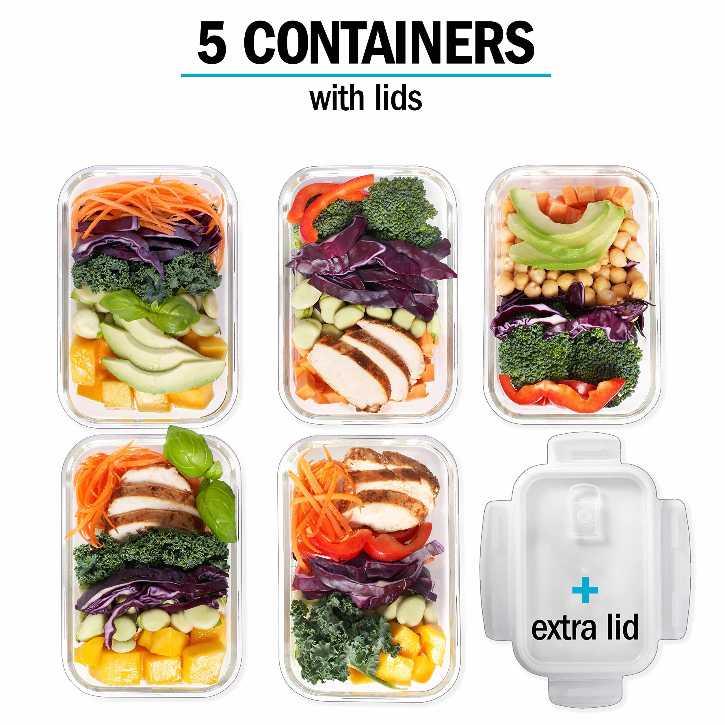 Igluu Meal Prep Szklane pojemniki na żywność 840 ml Hermetyczne Bez BPA Do piekarnika mikrofalówki zamrażarki zmywarki Szkło borokrzemowe