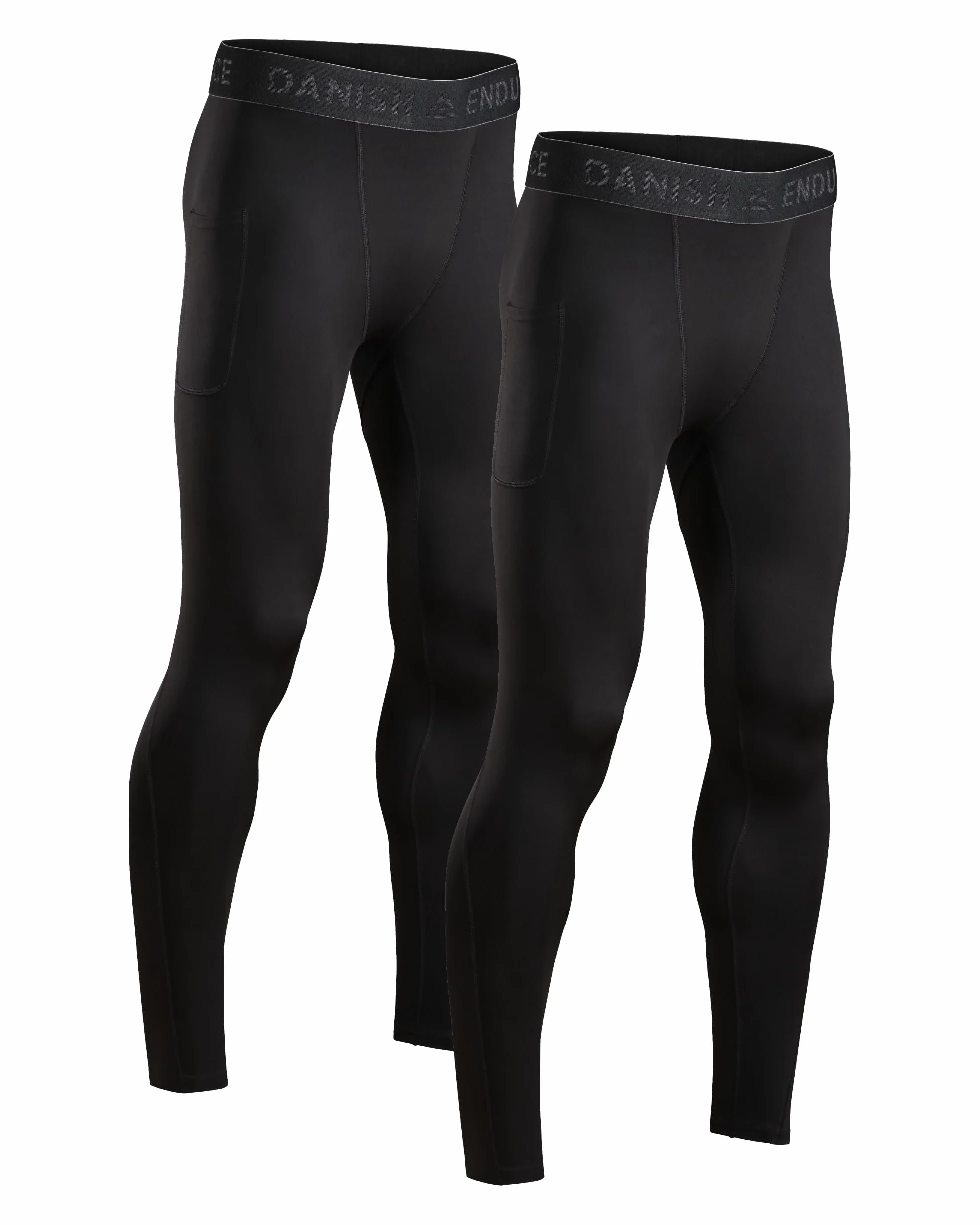 DANISH ENDURANCE Spodnie Kompresyjne Męskie, Legginsy Sportowe, Termoaktywne, 2-Pack