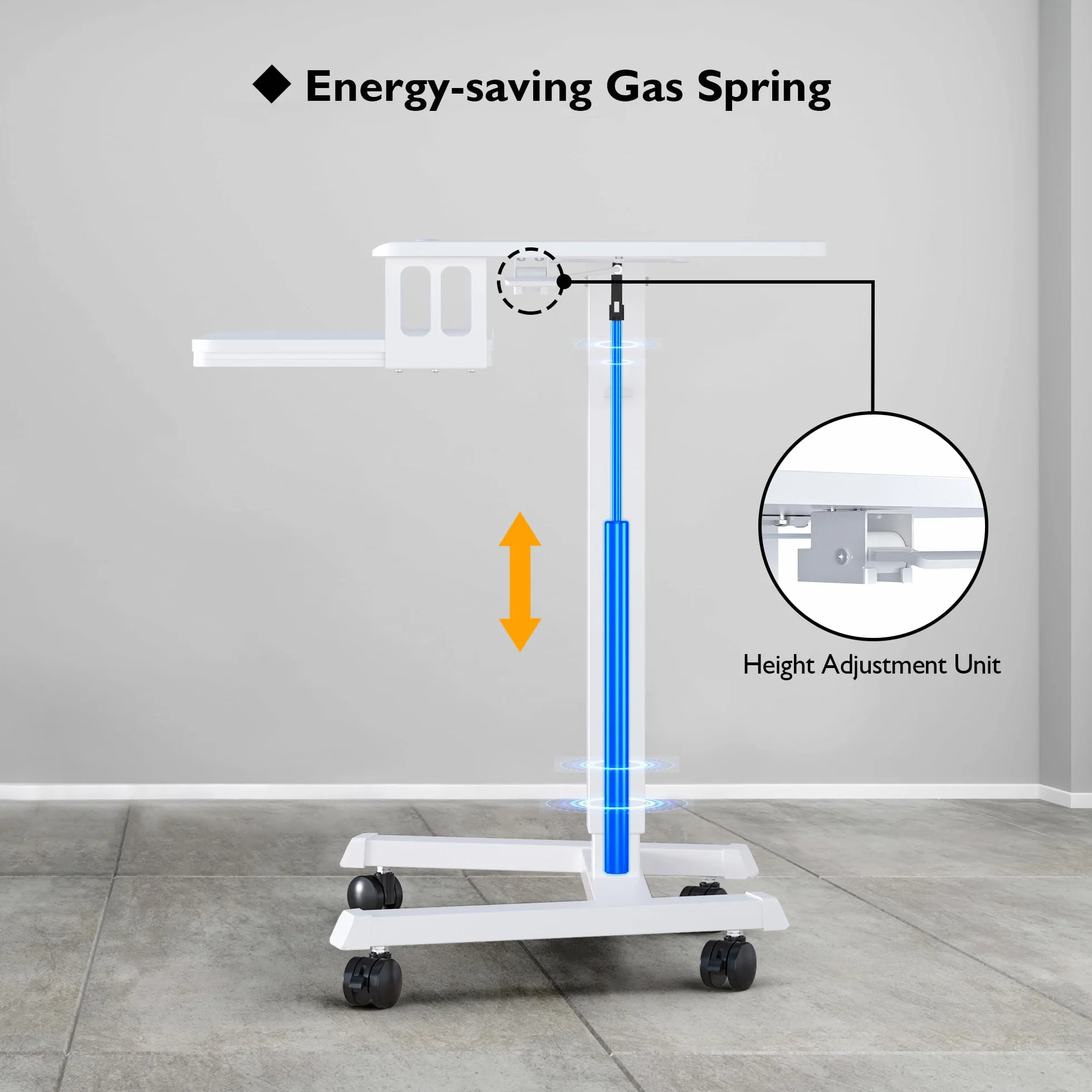 BONTEC Mobilne Biurko Stojące z Regulacją Wysokości 72-112 cm, 4 Kółka, Stacja Robocza na Laptopa z Półką na Klawiaturę, Ergonomiczne Biurko do Siedzenia i Stania, Do 15 kg, Do Biura i Domu