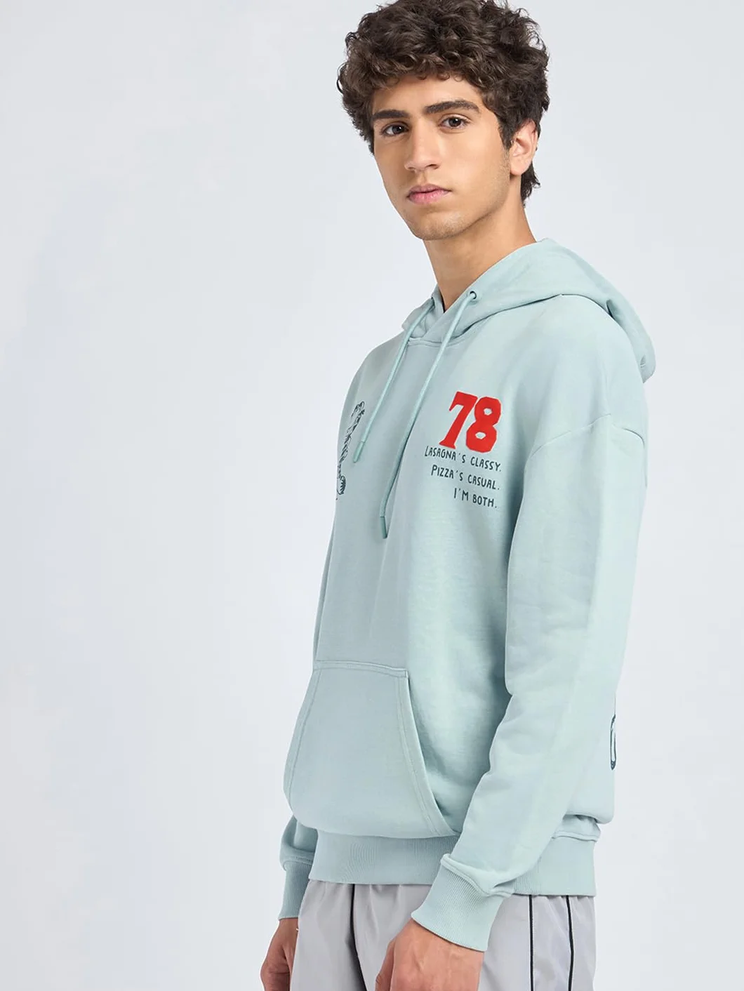 Bewakoof Oficjalna męska bluza z kapturem Garfield Merchandise z kapturem z pełnym rękawem z nadrukiem graficznym