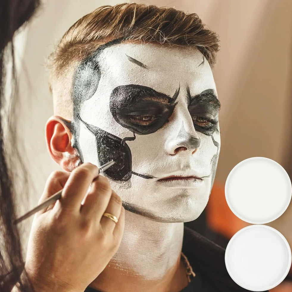 Farba do twarzy biała 100 g, farba do ciała, bezpieczna i zmywalna, farba do twarzy i ciała na Halloween, karnawał, imprezę