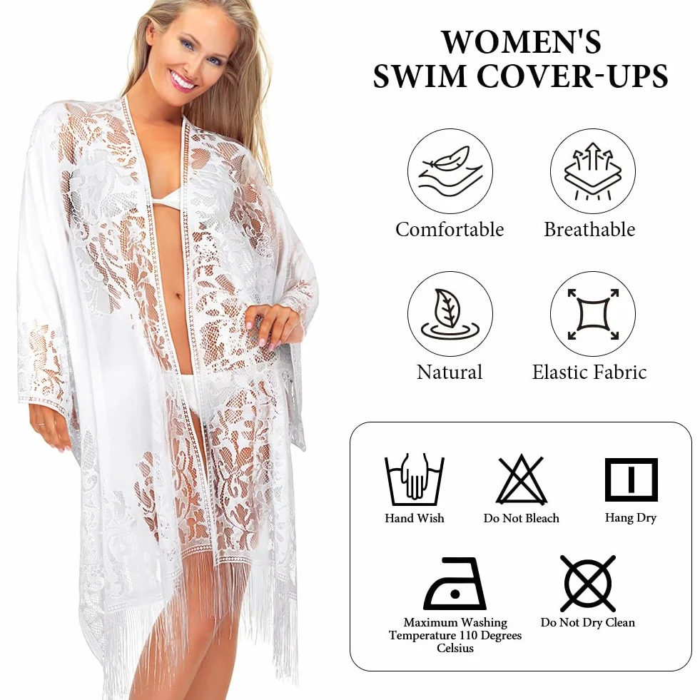AUYAO sukienki plażowe, damskie, letnie bikini, stroje kąpielowe, sukienka do przewijania, elegancka sukienka kąpielowa, koronkowe kimono, ponczo plażowe, luźne, luźne, plażowe, na urlop na plaży