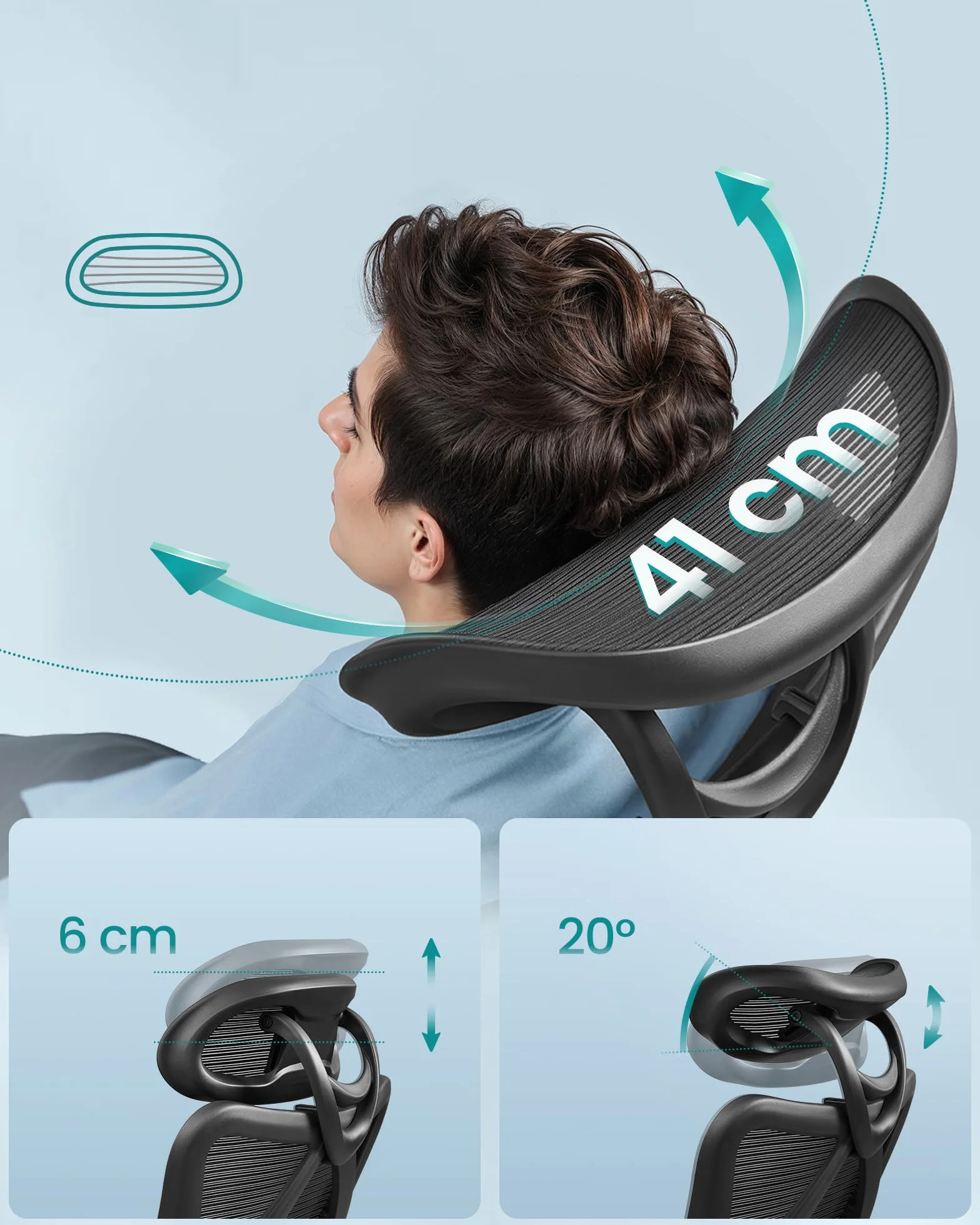 SONGMICS Ergonomiczne krzesło biurowe siatkowe, regulowana poduszka lędźwiowa, nośność 150 kg, czarny